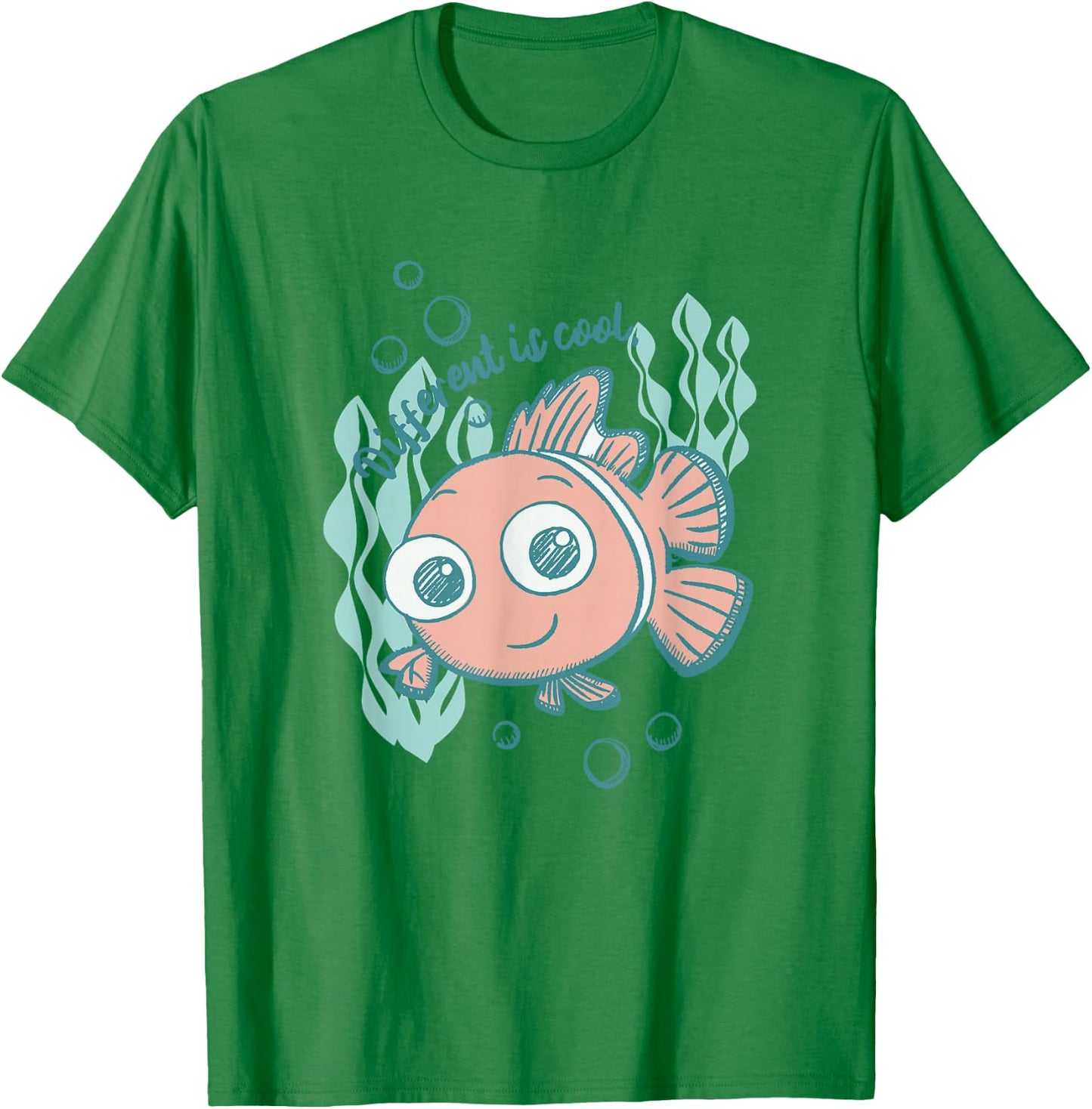 Disney Pixar Finding Nemo Different Is Cool Sketch Portrait T-Shirt - T-Shirt | Irish Green