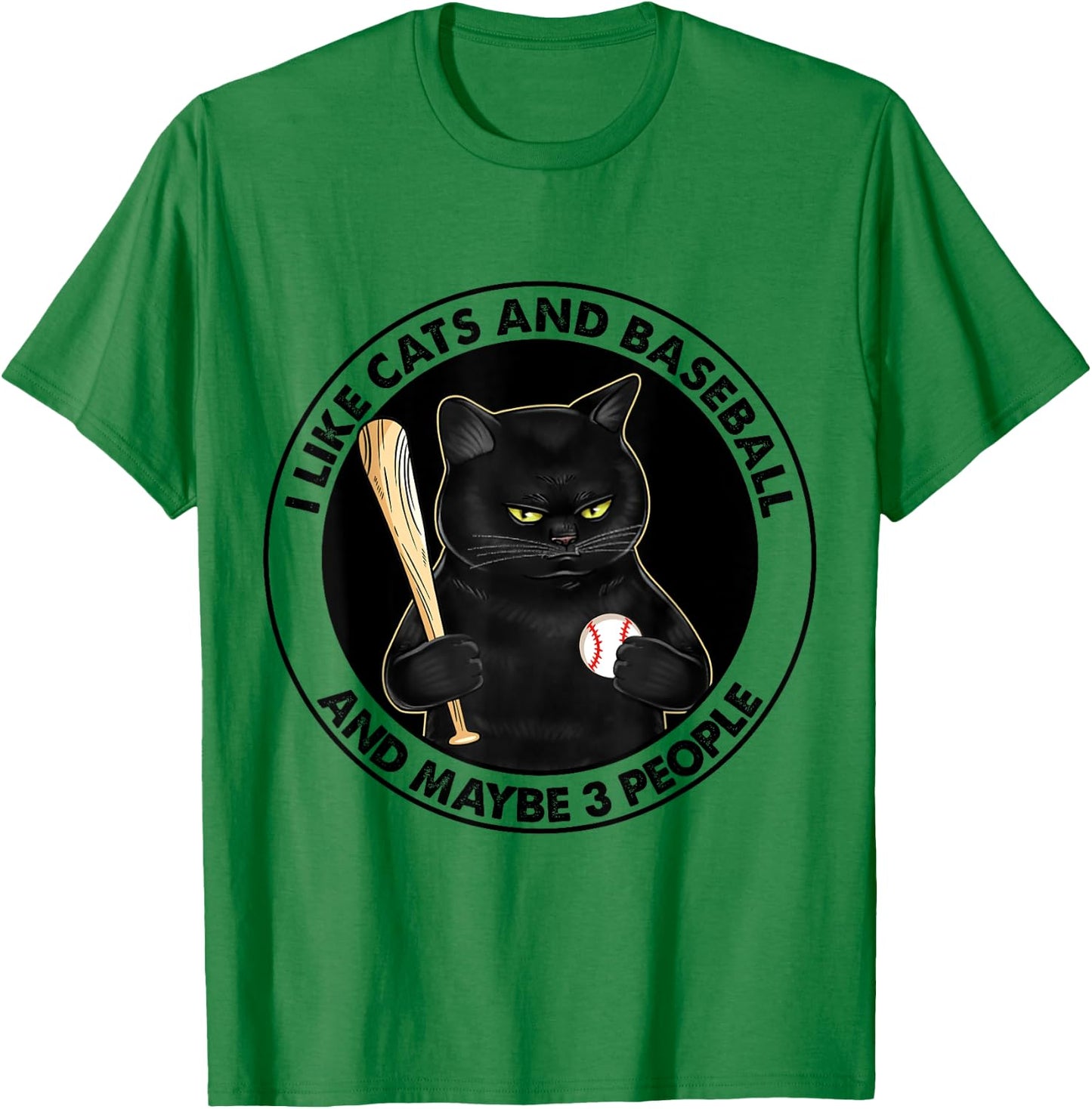 I Like Cats And Baseball T-Shirt - T-Shirt | Irish Green