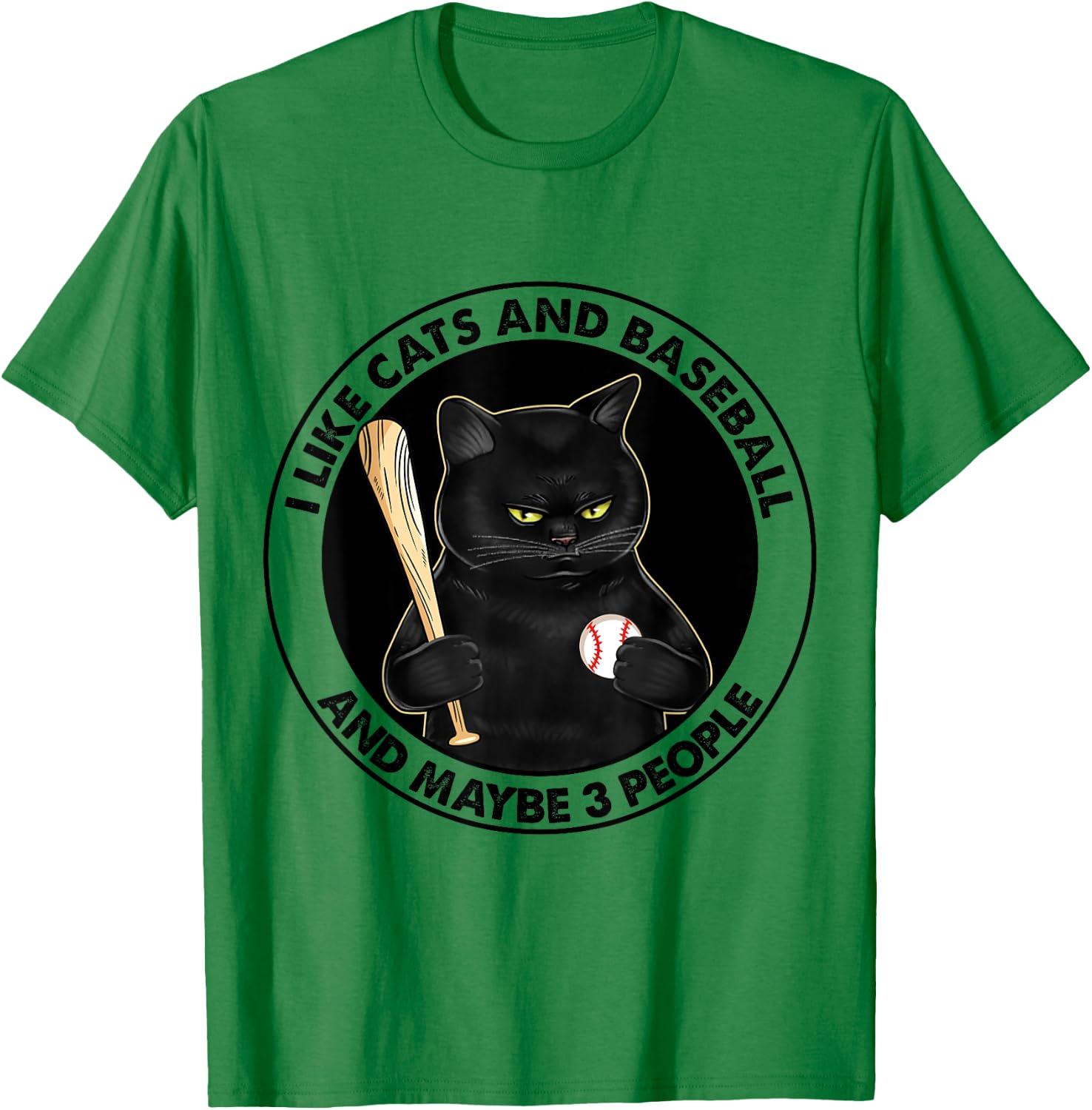 I Like Cats And Baseball T-Shirt - T-Shirt | Irish Green