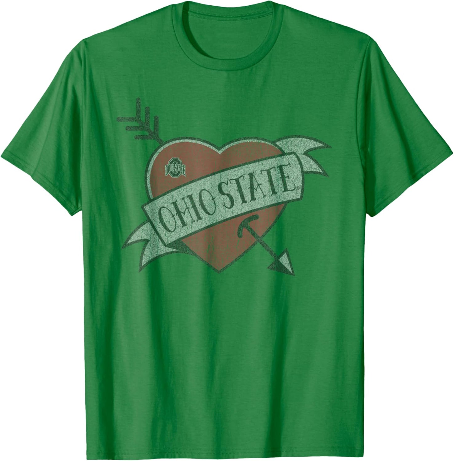 Ohio State Buckeyes Valentine Soft Gray Officially Licensed T-Shirt - T-Shirt | Irish Green
