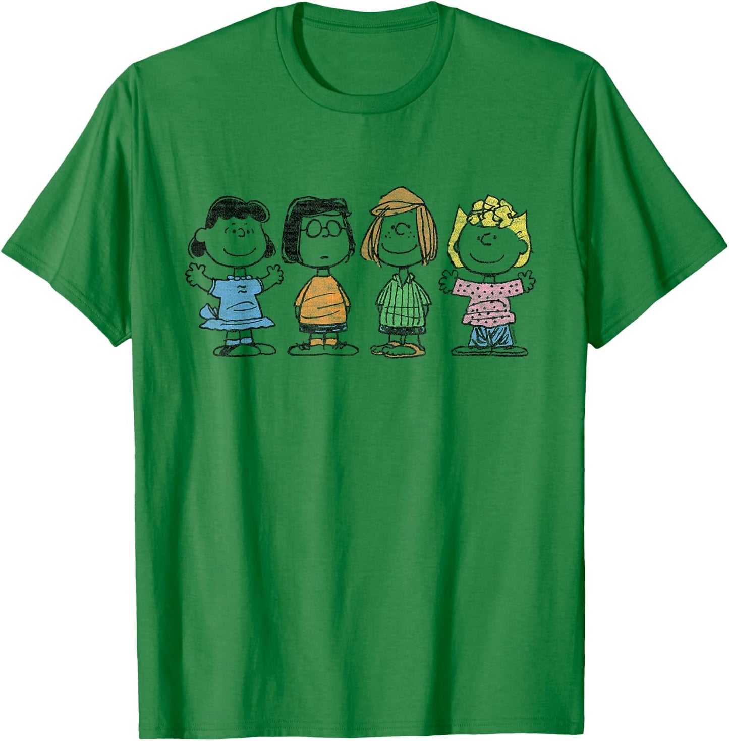 Peanuts - Lucy Marcie Peppermint Patty Sally Girls Group T-Shirt - T-Shirt | Irish Green