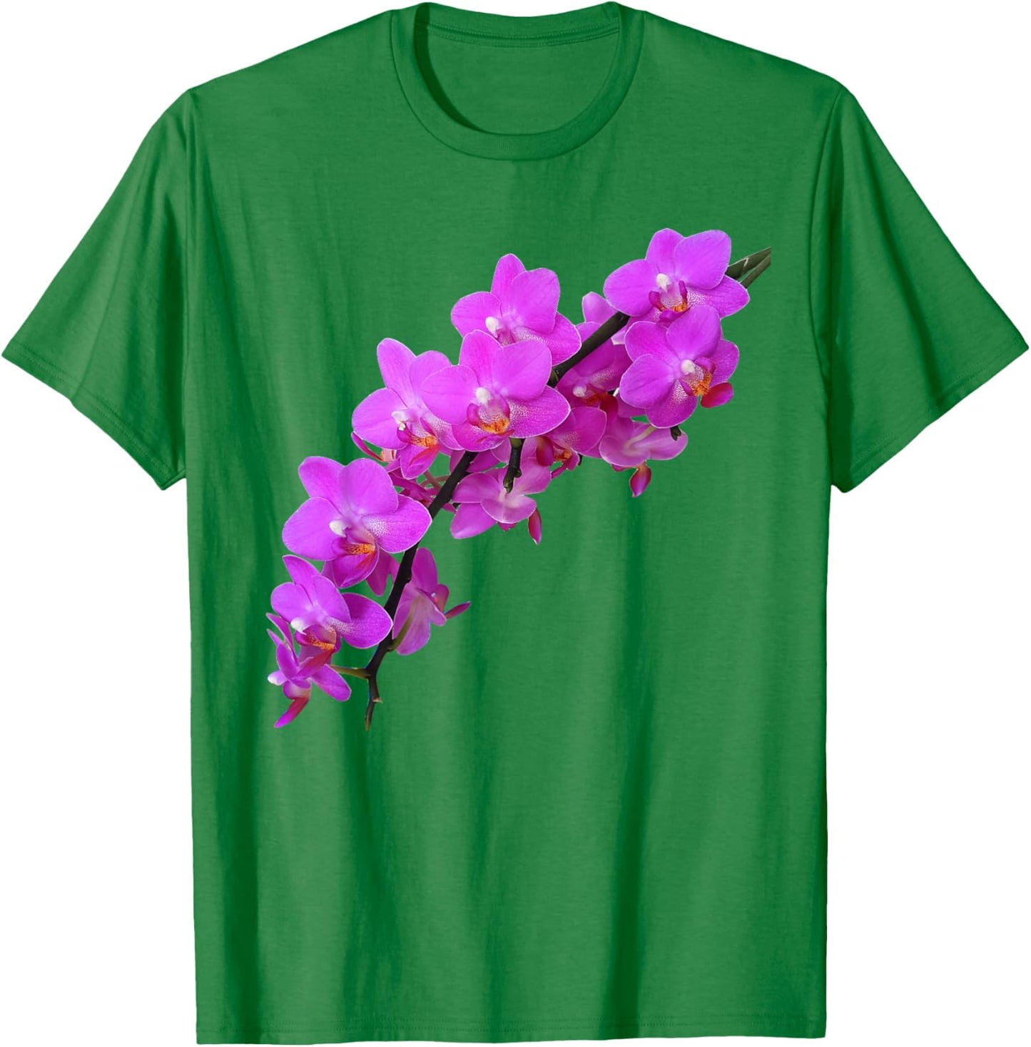 Branch of Pink Magenta Phalaenopsis Orchids 2 Shapes Mania T-Shirt - T-Shirt | Irish Green