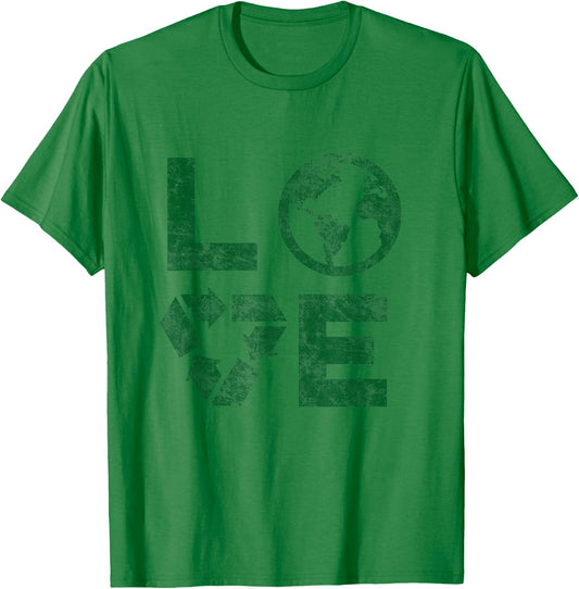 Liebe Earth Day 90s Vintage Recycled Children or Teachers T-Shirt - T-Shirt | Irish Green