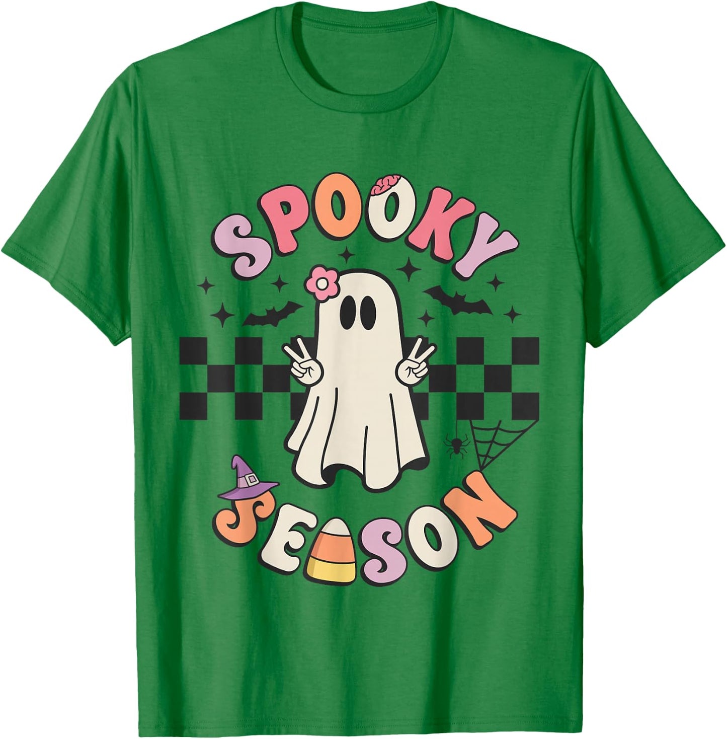 Spooky Season Retro Happy Halloween Ghost Women Toddler Girl T-Shirt - T-Shirt | Irish Green