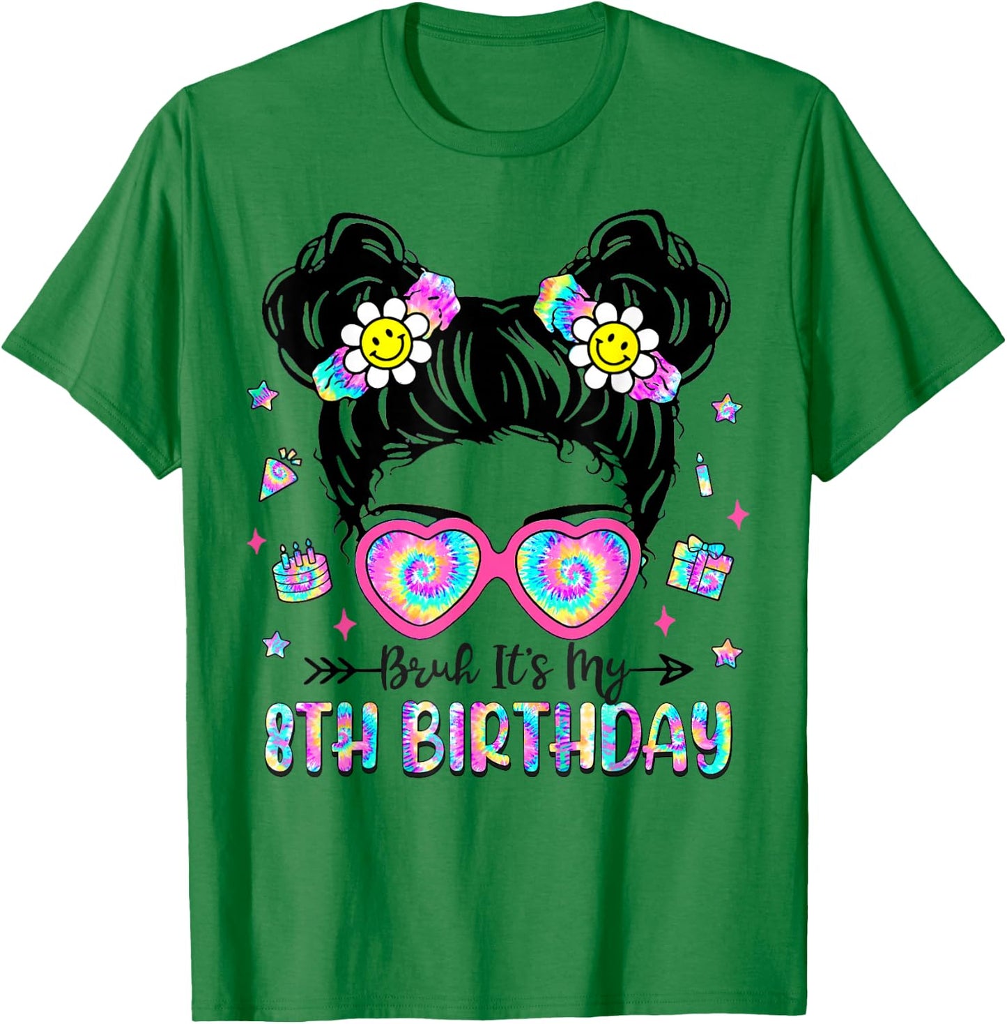 Bruh It's My 8th Birthday 8 Year Old Girls 8yr Birthday Girl T-Shirt - T-Shirt | Irish Green