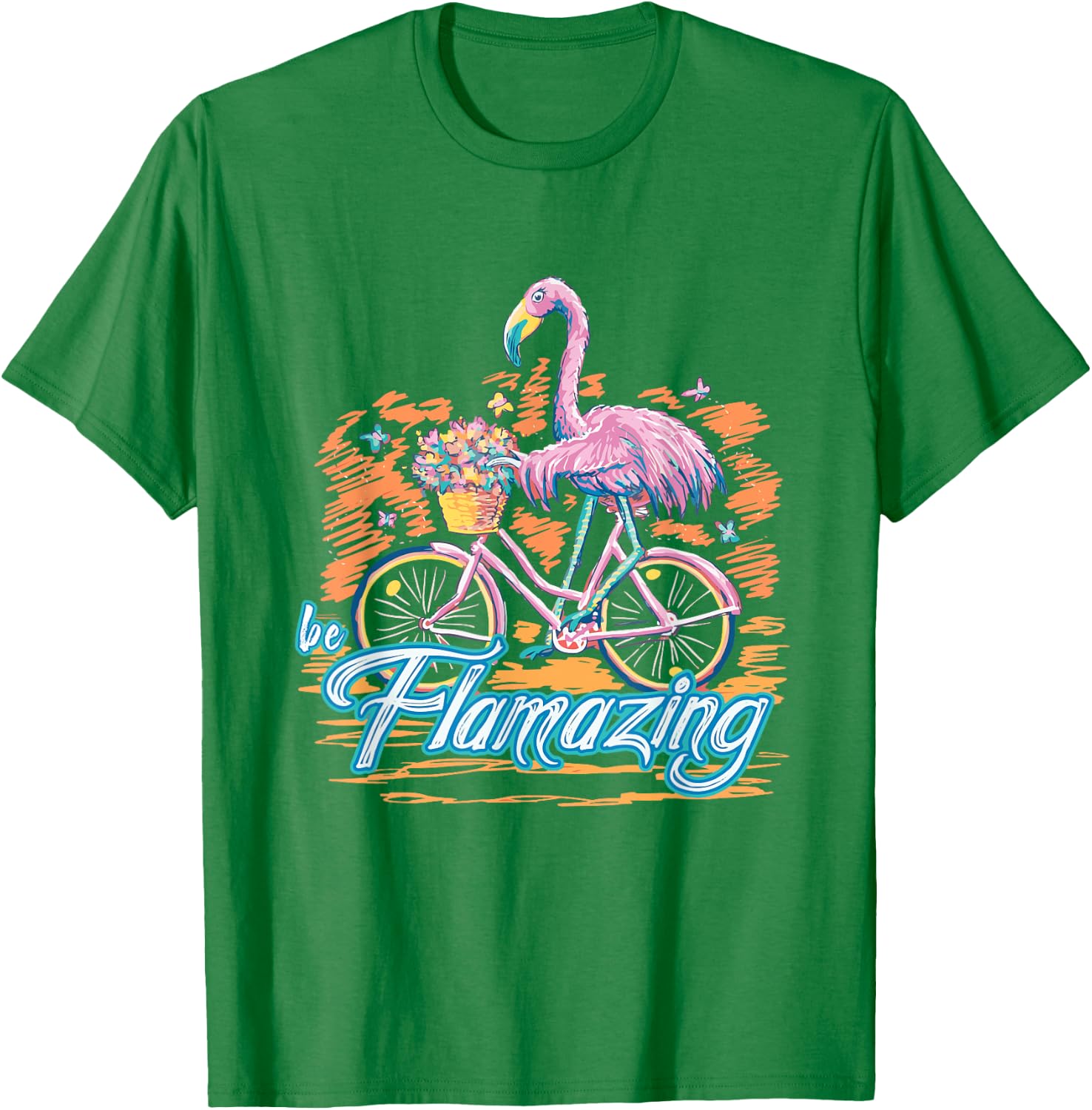 Be Flamazing Funny Flamingo Bicycle Lover Summer Vibes Women T-Shirt - T-Shirt | Irish Green