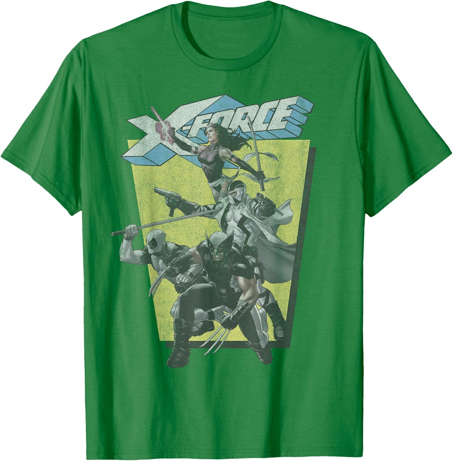 Marvel Deadpool X-Force Group Shot Action Pose T-Shirt - T-Shirt | Irish Green