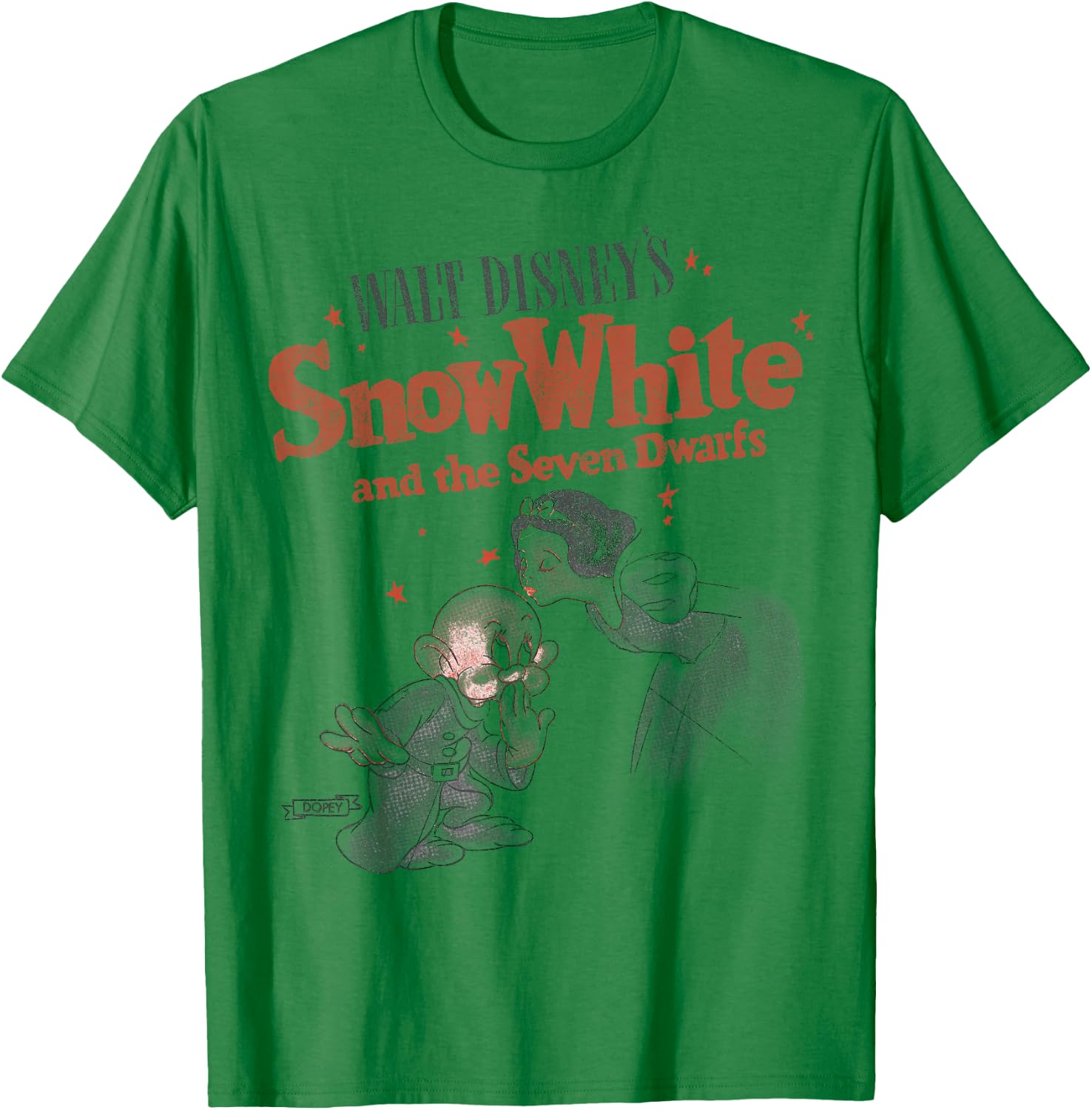 Disney Snow White & Dopey Distressed Portrait Small T-Shirt - T-Shirt | Irish Green