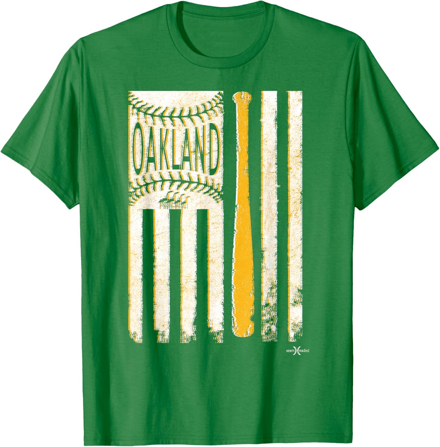Classic Oakland Baseball Flag | Patriotic Baseball T-Shirt - T-Shirt | Irish Green