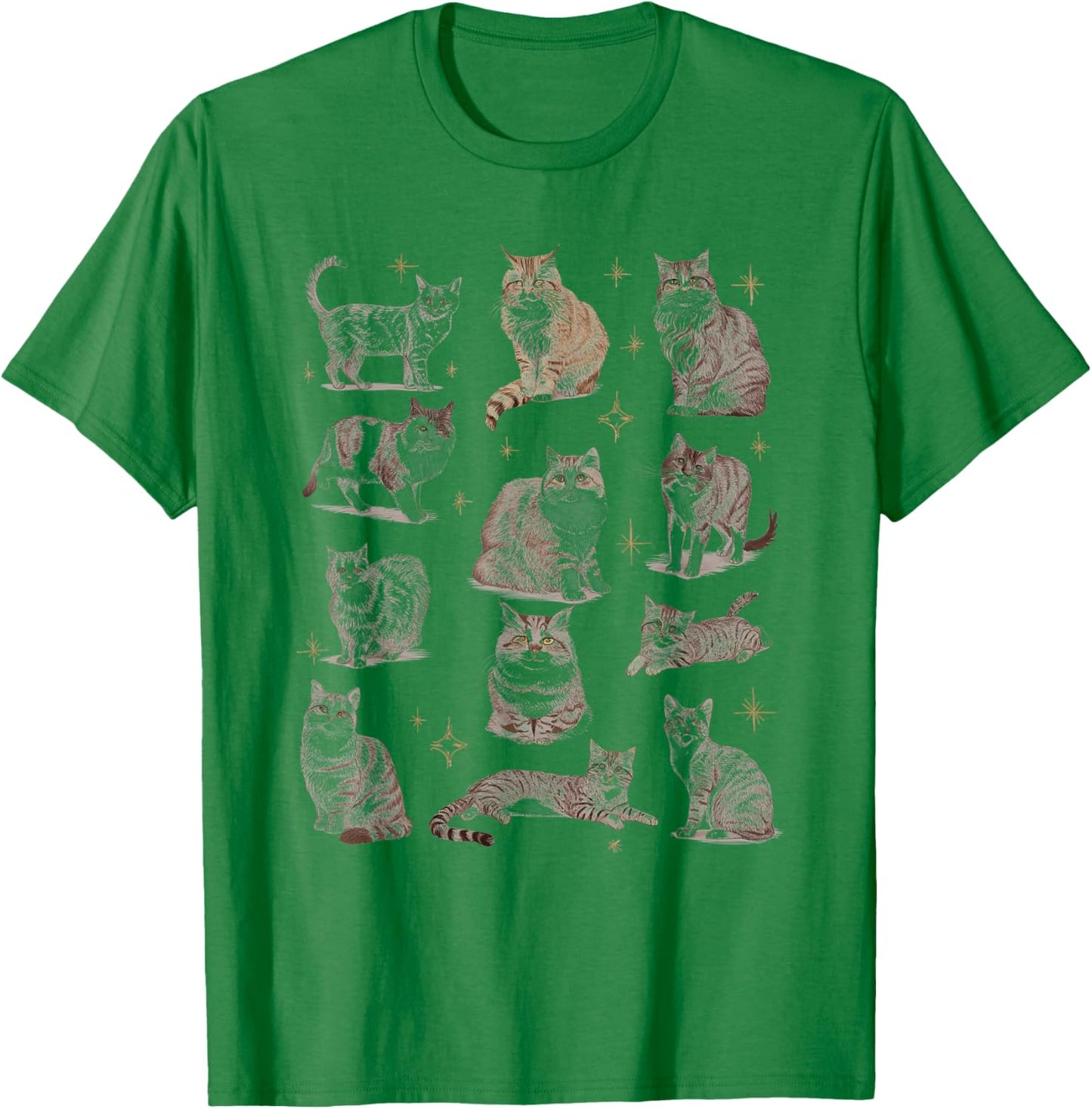 Vintage 90s Tattoo Cat Retro Kitten Nature Funny Cats T-Shirt - T-Shirt | Irish Green