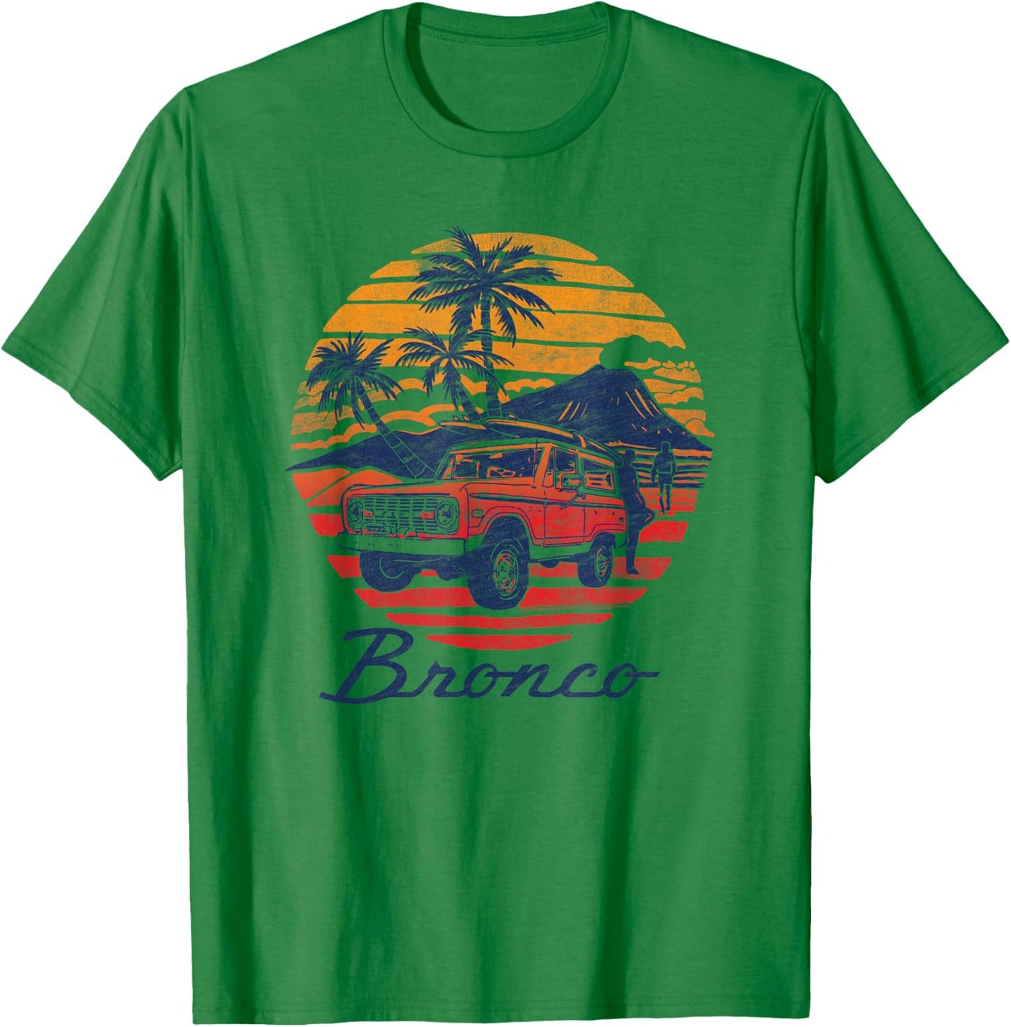 Ford - Bronco Retro Tropical Beach Sunset Men Women Kids T-Shirt - T-Shirt | Irish Green