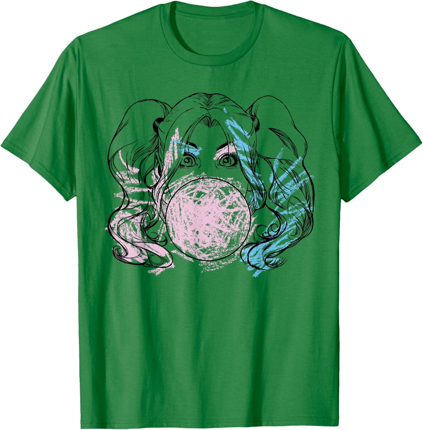 DC Comics Batman Harley Quinn Crayon Outline Small T-Shirt - T-Shirt | Irish Green