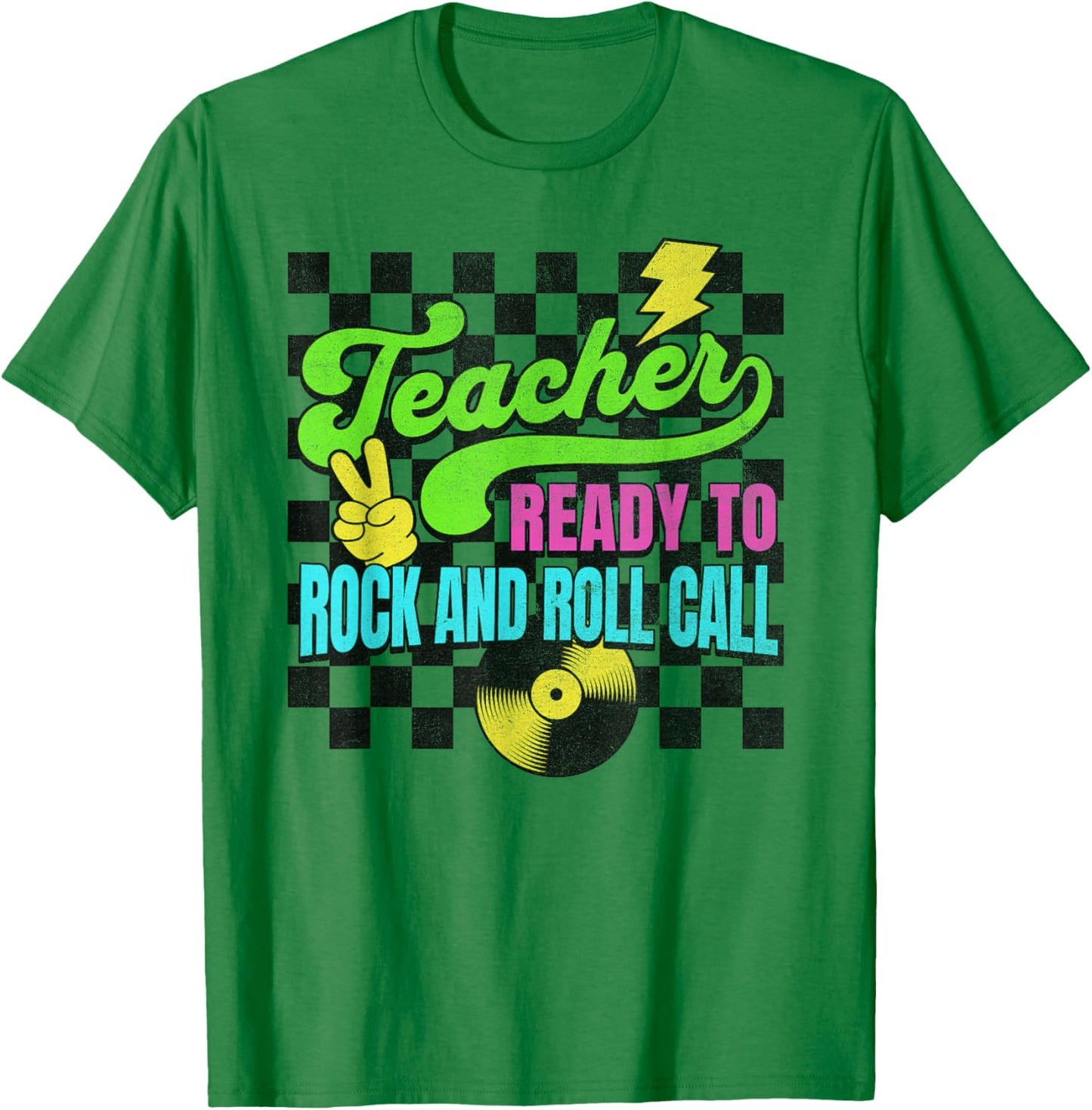 Teacher Ready To Rock and Roll Call Funny Back To School T-Shirt - T-Shirt | Irish Green