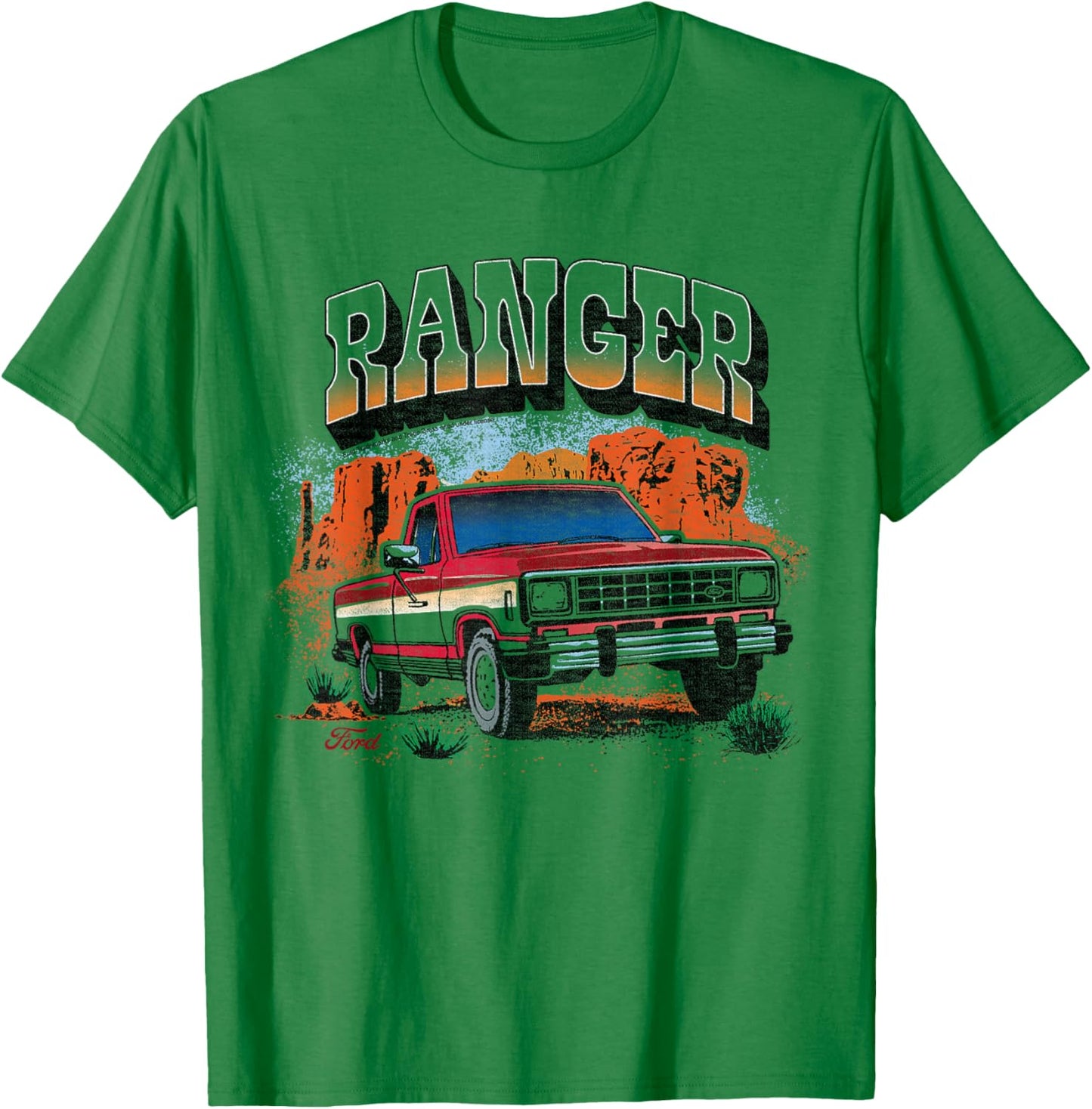 Ford - Ranger Truck 1983 Outdoor Desert Mountain Landscape T-Shirt - T-Shirt | Irish Green