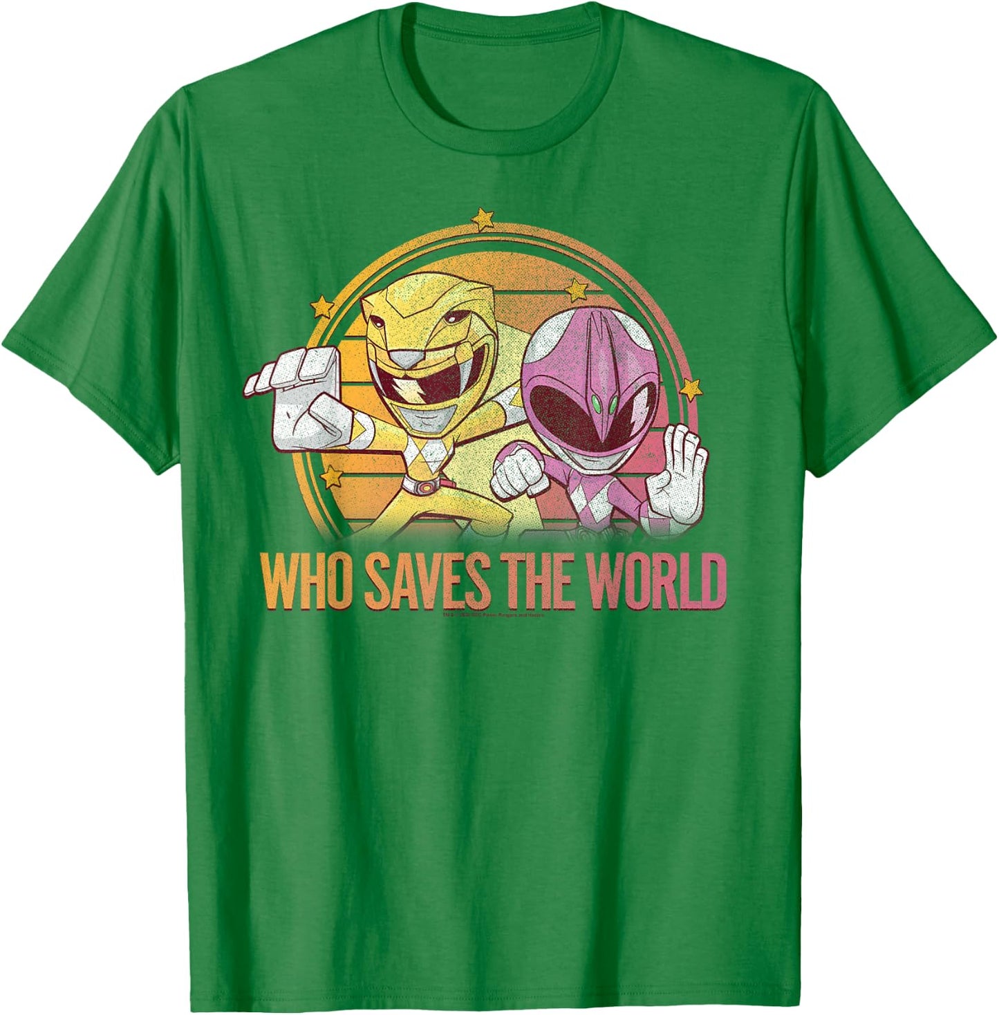 Power Rangers Pink & Yellow Ranger Who Saves The World T-Shirt - T-Shirt | Irish Green