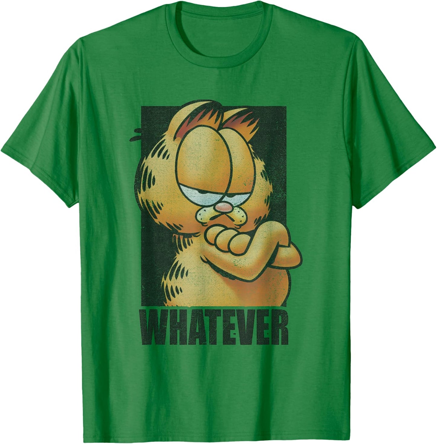 Garfield Whatever Retro Vintage Grumpy Orange Cat Poster T-Shirt - T-Shirt | Irish Green