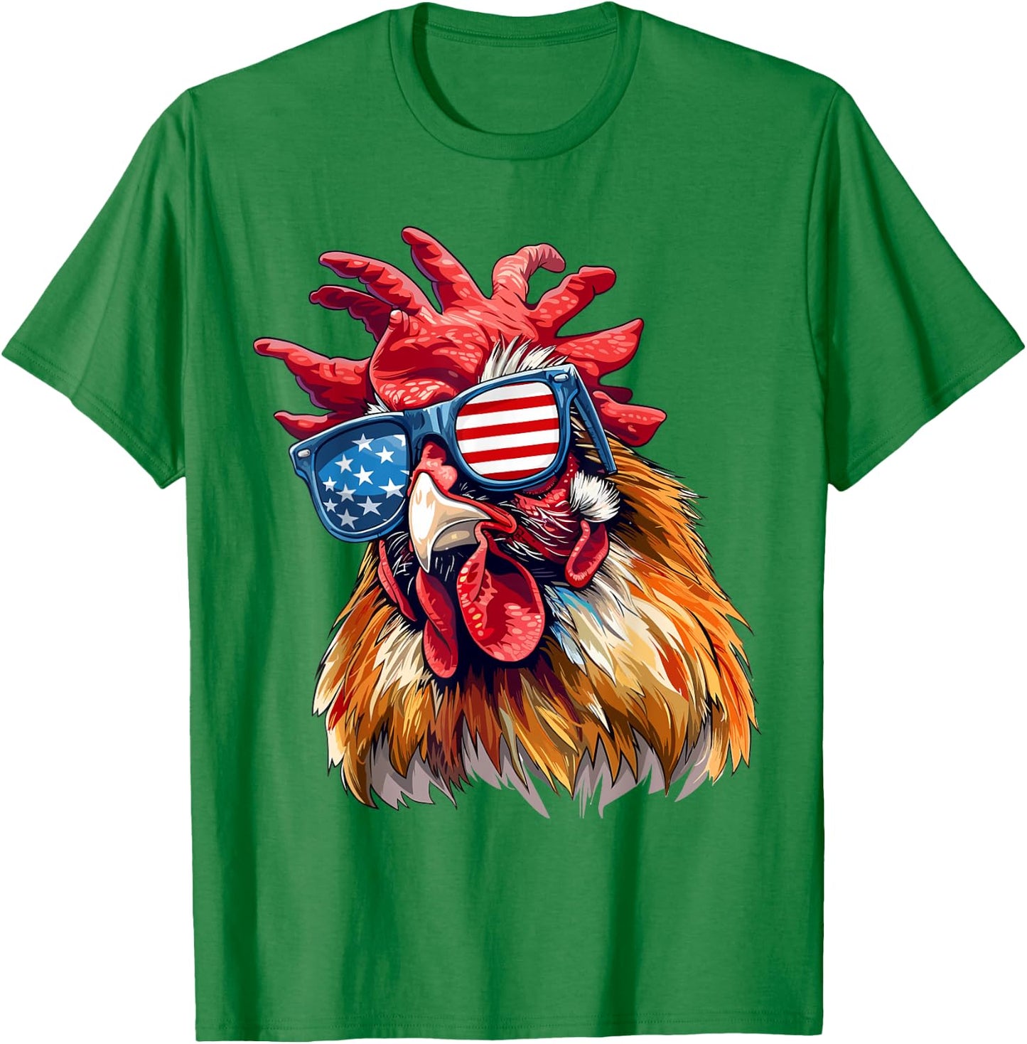 Chicken USA Flag Funny Chicken Lovers Mom Dad 4th of July Women Kids Men T-Shirt - T-Shirt | Irish Green