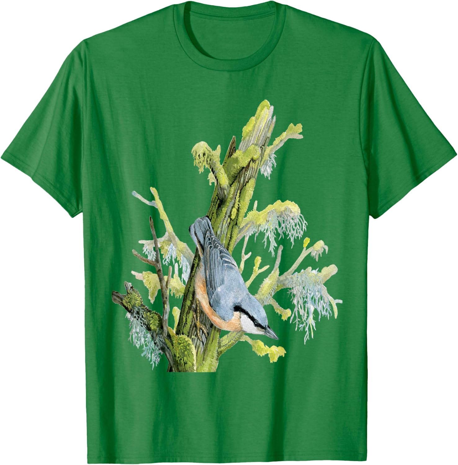 Nuthatch On Tree - Animal Lovers Bird Design T-Shirt - T-Shirt | Irish Green