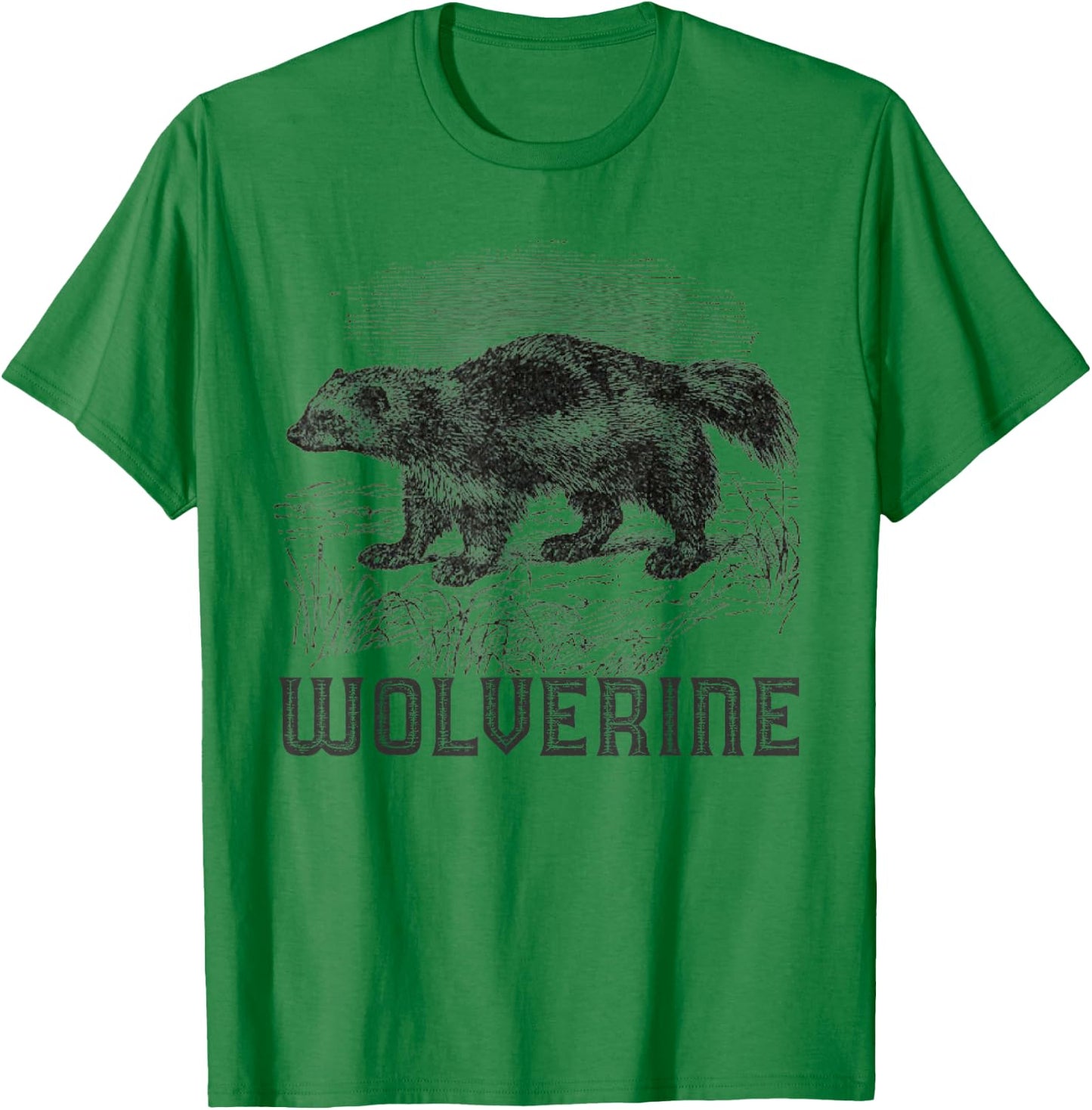Wolverine Art Wild Animal Skunk Bear Mammal Habitat T-Shirt - T-Shirt | Irish Green