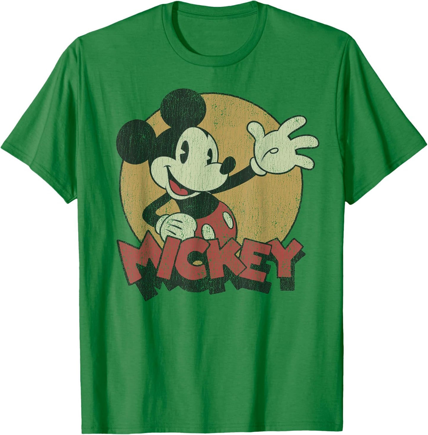 Disney Mickey and Friends Mickey Mouse Retro Distressed Small T-Shirt - T-Shirt | Irish Green