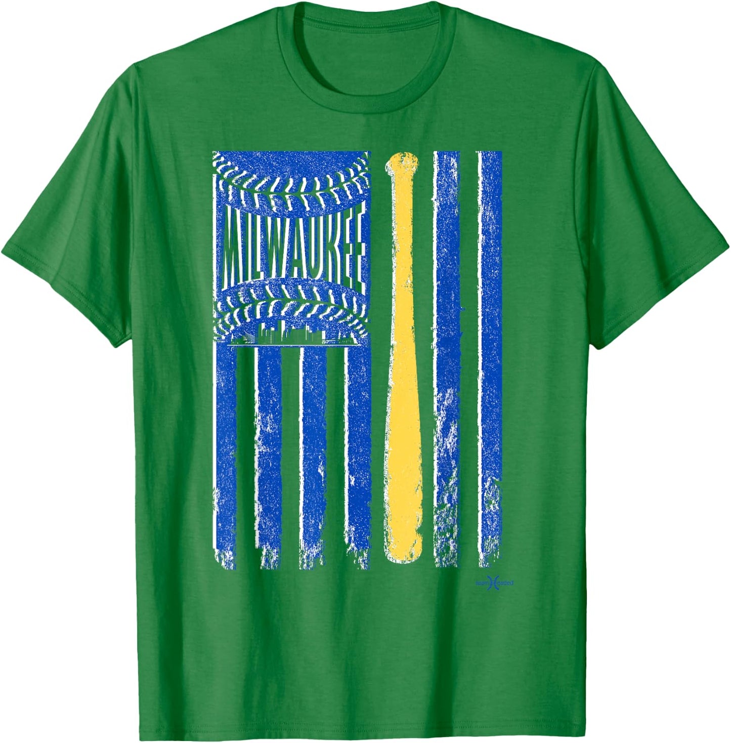 Classic Milwaukee Baseball Flag | Patriotic Baseball Women Kids Men T-Shirt - T-Shirt | Irish Green