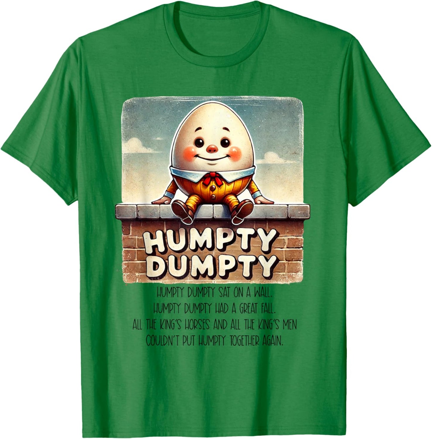 Humpty Dumpty Kids Nursery Rhyme Retro Humpty Dumpty Poem T-Shirt - T-Shirt | Irish Green