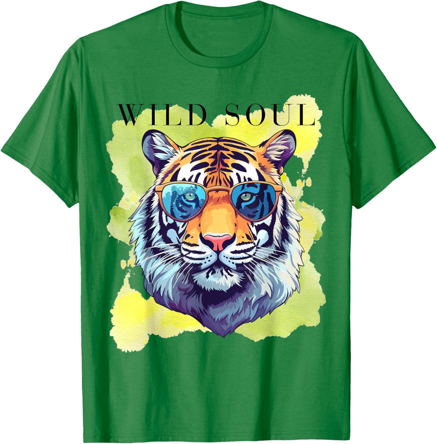 Wild Soul Watercolor Tiger Free Spirit Tiger Lover Design T-Shirt - T-Shirt | Irish Green