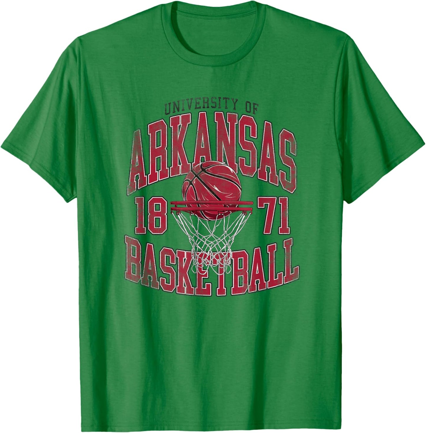 University of Arkansas Razorbacks Collegiate Basketball Hoop T-Shirt - T-Shirt | Irish Green