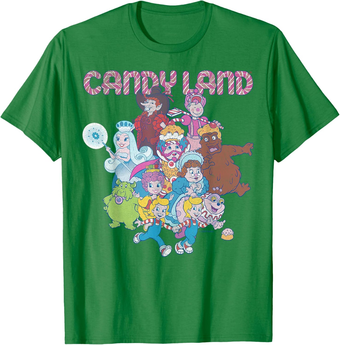 Candy Land Retro Game Characters Group Shot Logo T-Shirt - T-Shirt | Irish Green