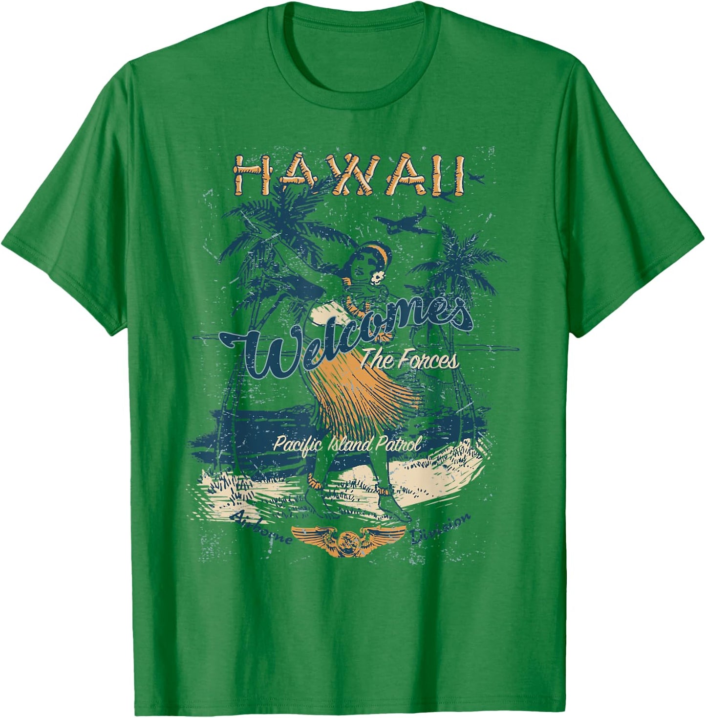 Hawaii Welcomes The Forces Summer Vibes Beach Aloha Patriot T-Shirt - T-Shirt | Irish Green