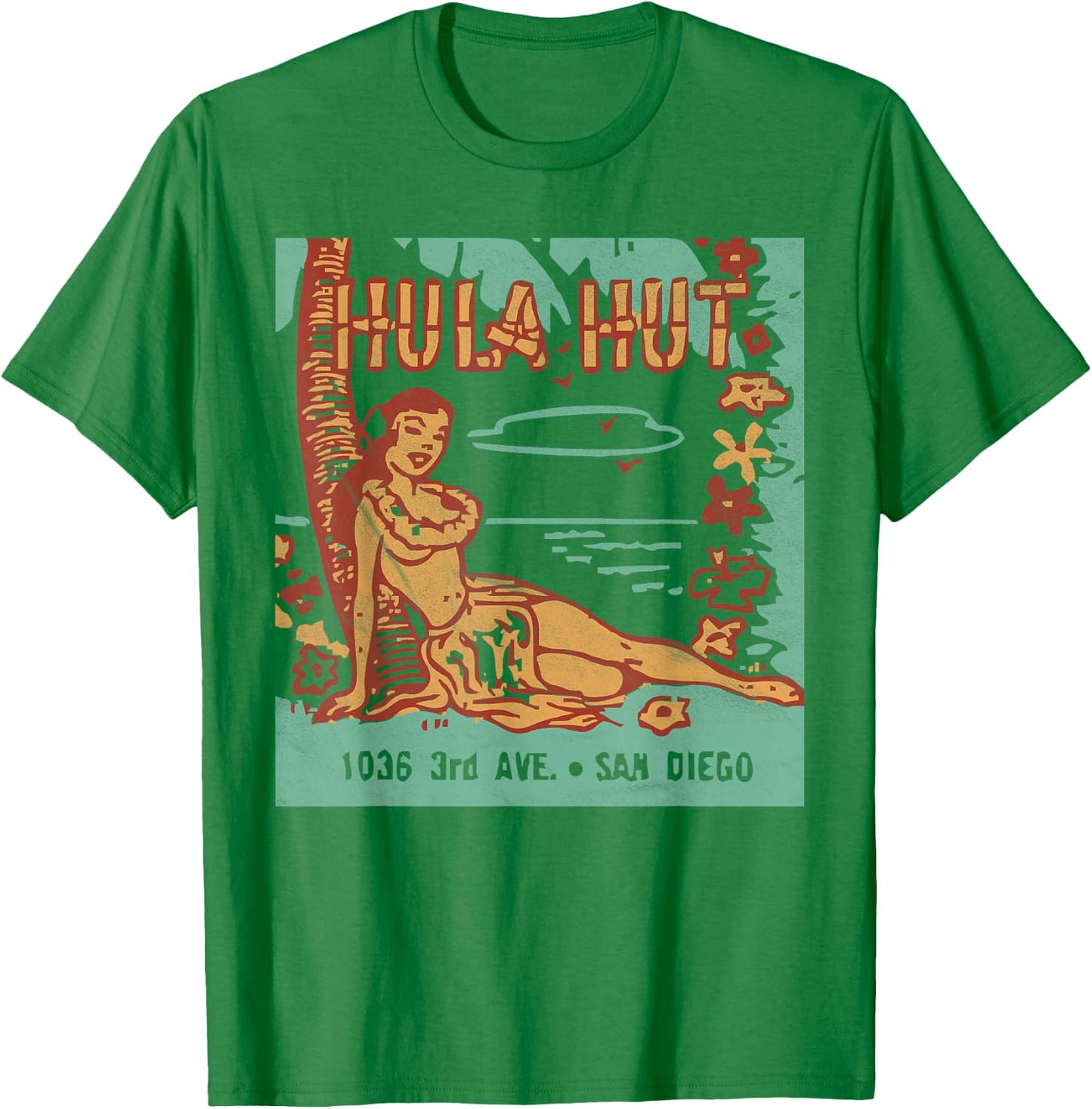 Hula Hut/Vintage Tiki Bar/Summer Vacation T-Shirt - T-Shirt | Irish Green