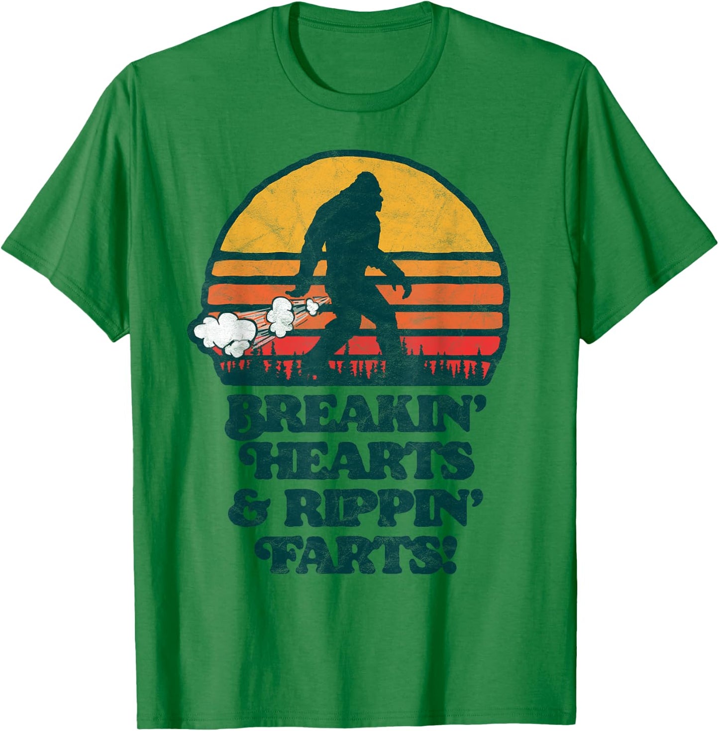 Sasquatch Breakin Hearts & Rippin Farts! Funny Bigfoot Sun T-Shirt - T-Shirt | Irish Green