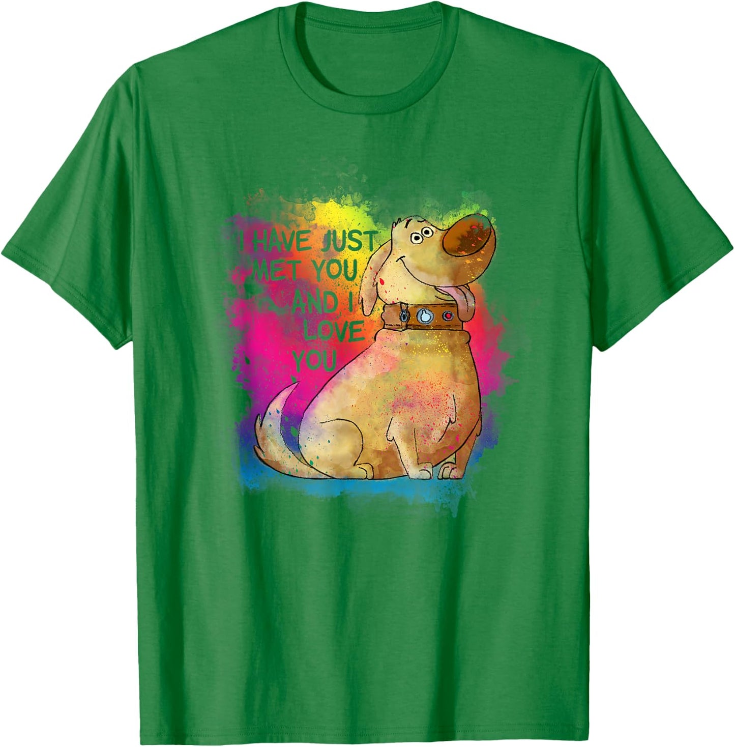 Disney Pixar Up Dug I Have Just Met You Rainbow T-Shirt - T-Shirt | Irish Green