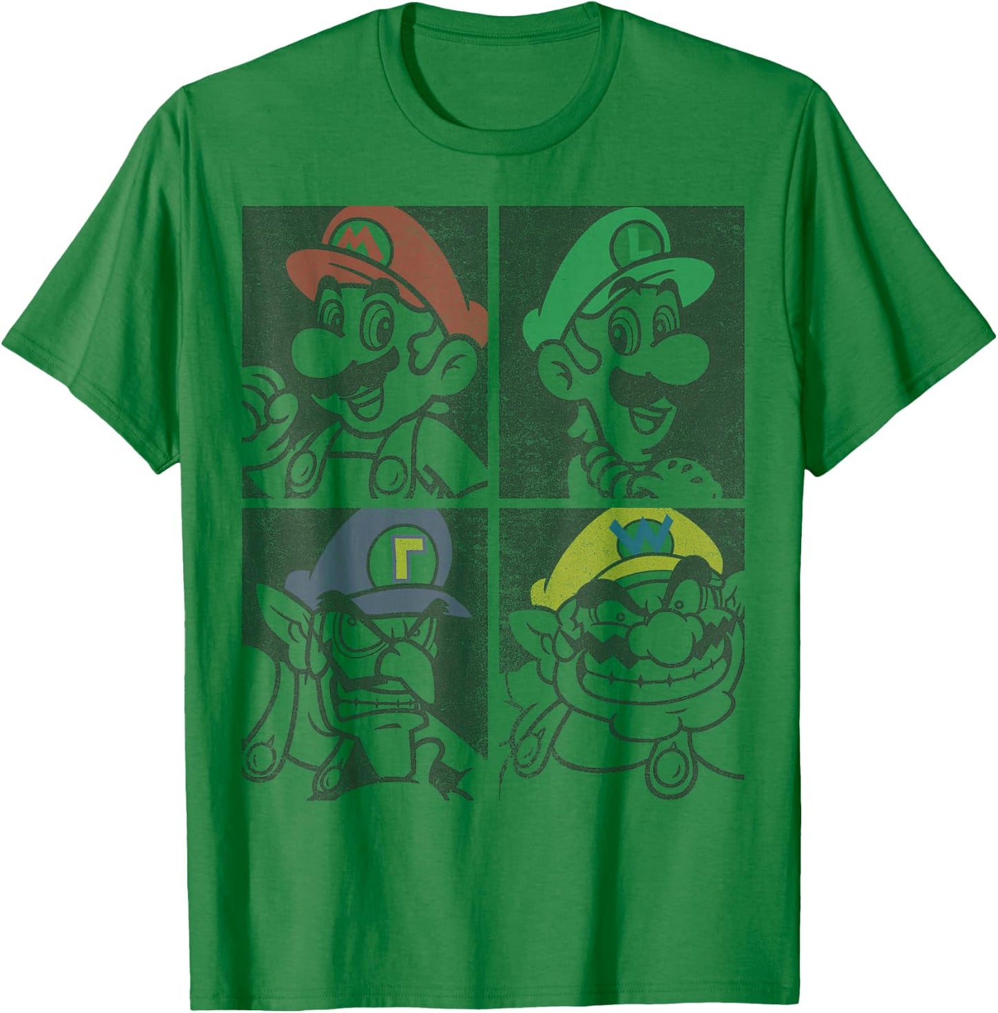 Super Mario Mario Luigi Wario Waluigi Box Up T-Shirt - T-Shirt | Irish Green