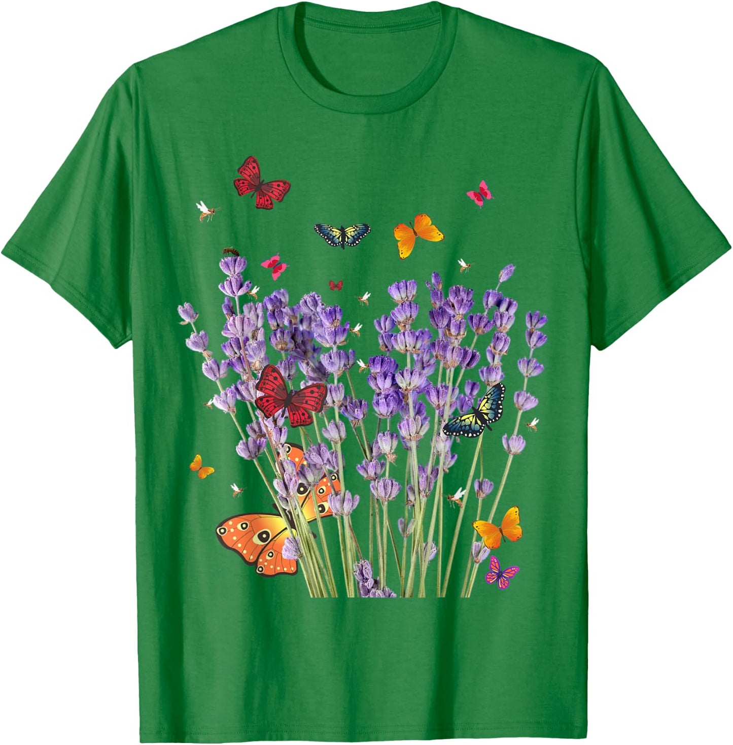 Beautiful Butterflies & Lavender . Vintage & Graphic. T-Shirt - T-Shirt | Irish Green