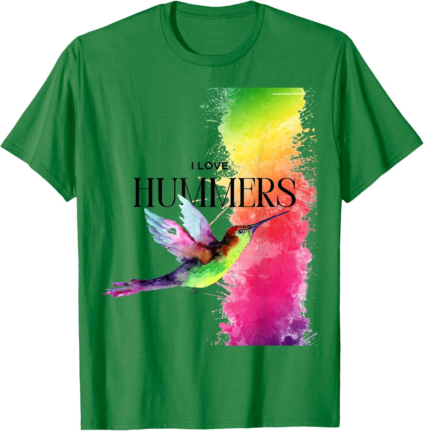 I Love Hummers Watercollor Cute I Love Hummers Bird T-Shirt - T-Shirt | Irish Green