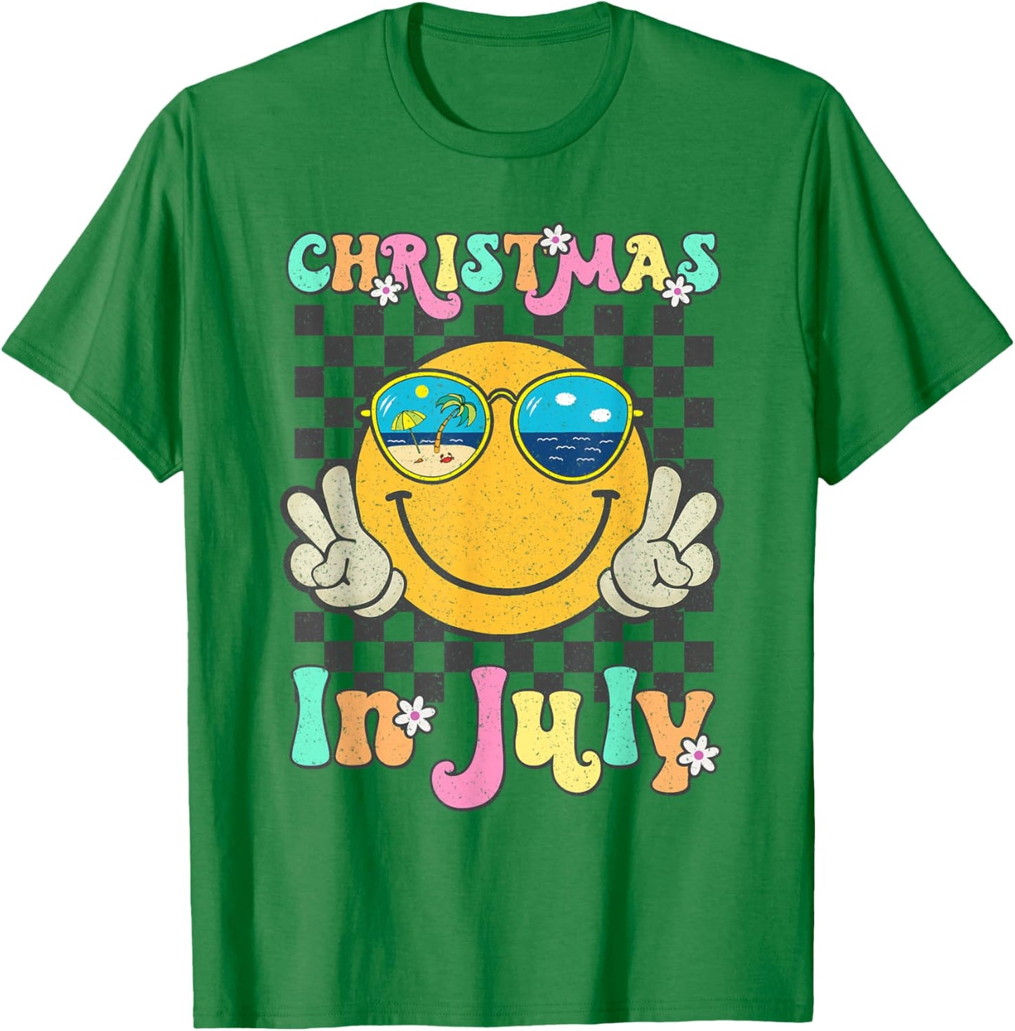 Christmas in July Smile Face Summer Beach Vacation Girl Kids T-Shirt - T-Shirt | Irish Green