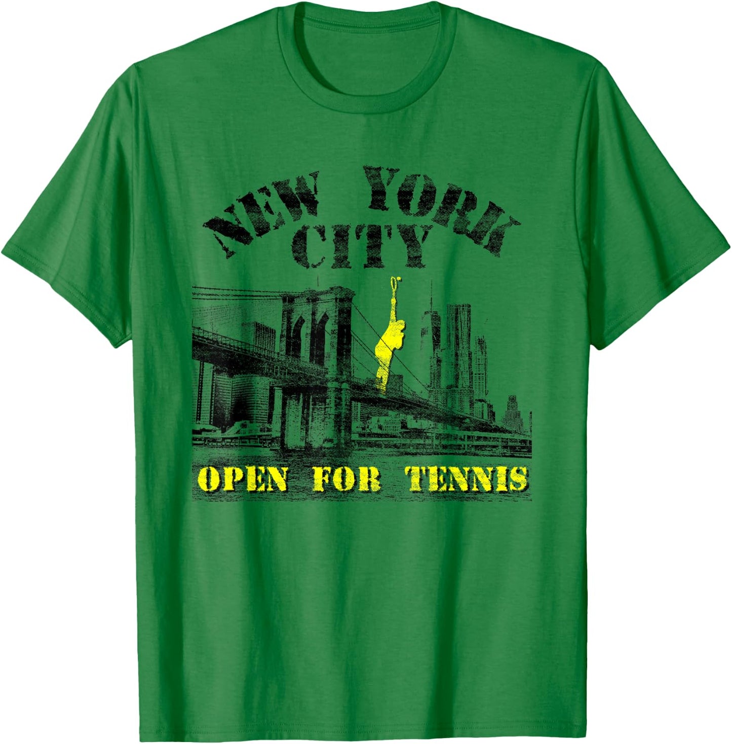 New York City Open for Tennis | Vintage Look | NYC Skyline T-Shirt - T-Shirt | Irish Green