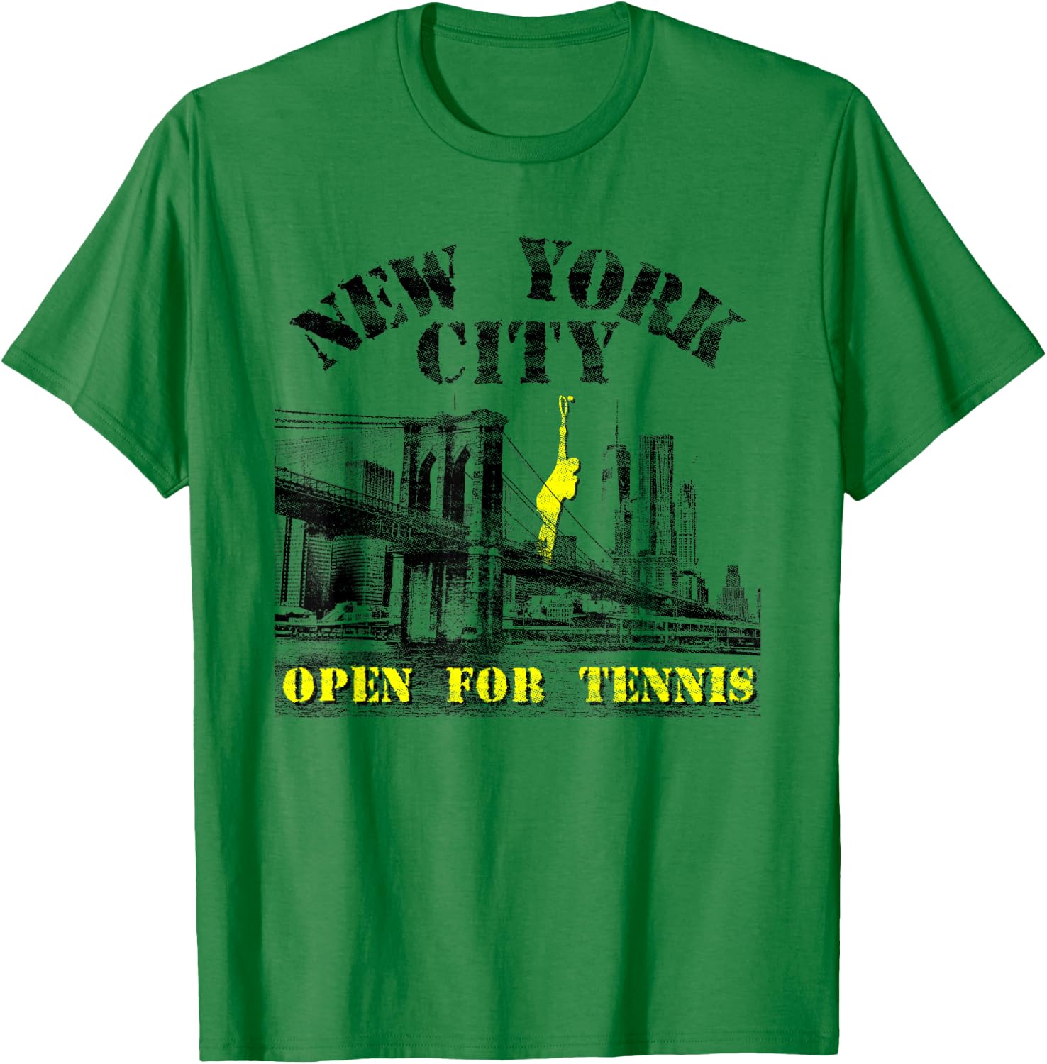 New York City Open for Tennis | Vintage Look | NYC Skyline T-Shirt - T-Shirt | Irish Green