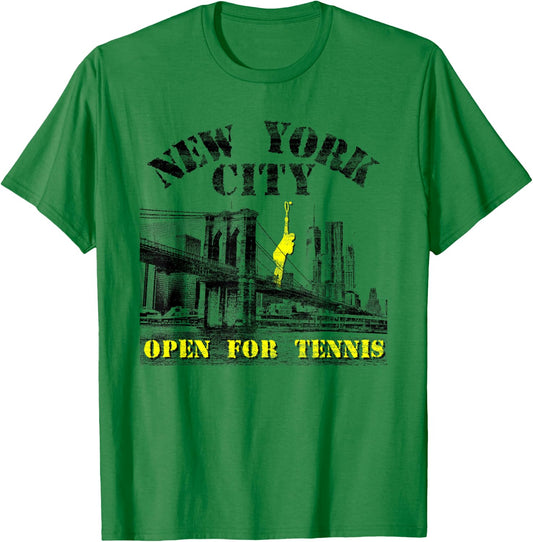 New York City Open for Tennis | Vintage Look | NYC Skyline T-Shirt - T-Shirt | Irish Green