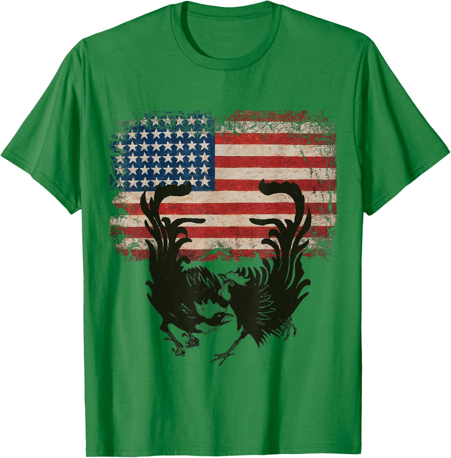 Vintage US Flag Fight Cock Fighting Game Fowl American flag Men T-Shirt - T-Shirt | Irish Green