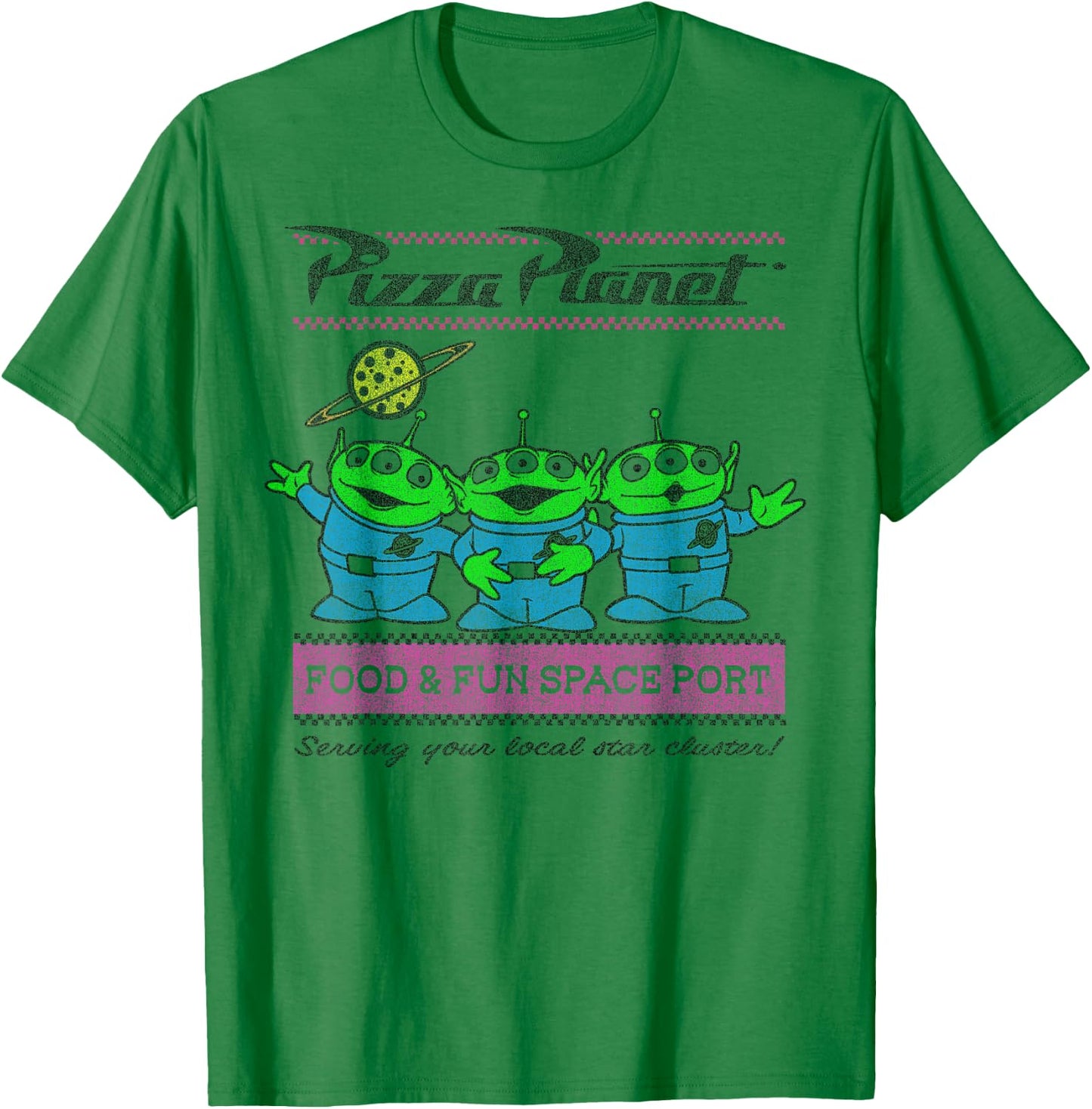 Disney Pixar Toy Story Aliens Pizza Planet Pastel Logo T-Shirt - T-Shirt | Irish Green