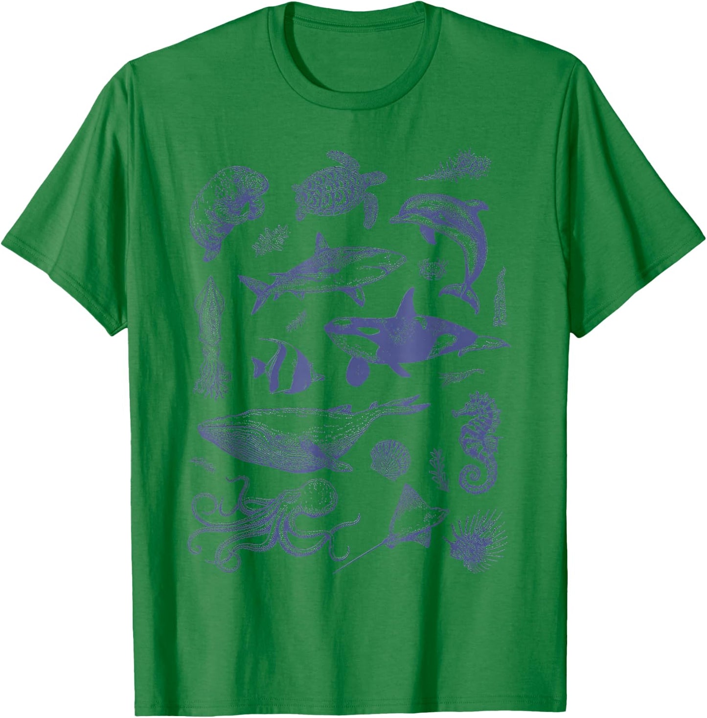 Vintage 90s Tattoo Sea Animal Ocean T-Shirt - T-Shirt | Irish Green