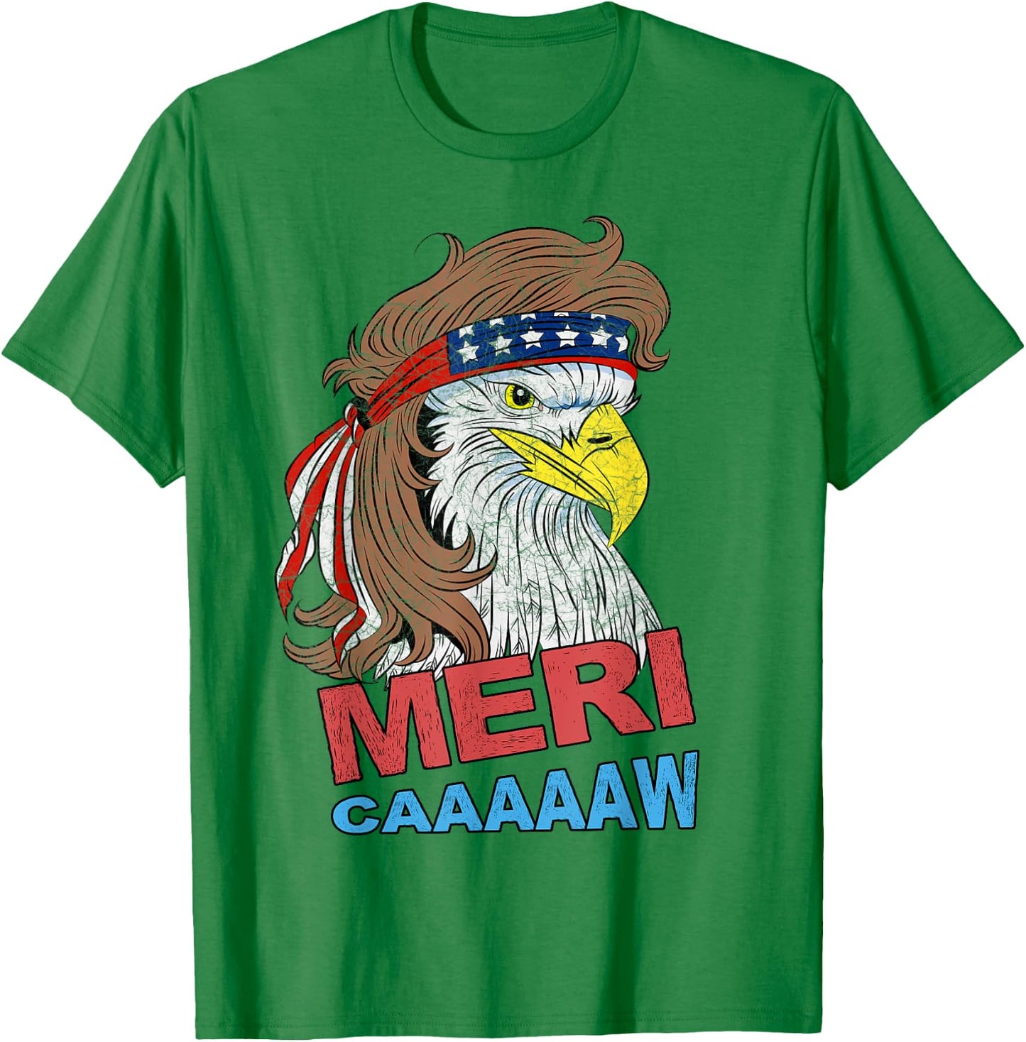 meri-caaaaaw - Eagle Mullet 4th Of July USA American Flag T-Shirt - T-Shirt | Irish Green