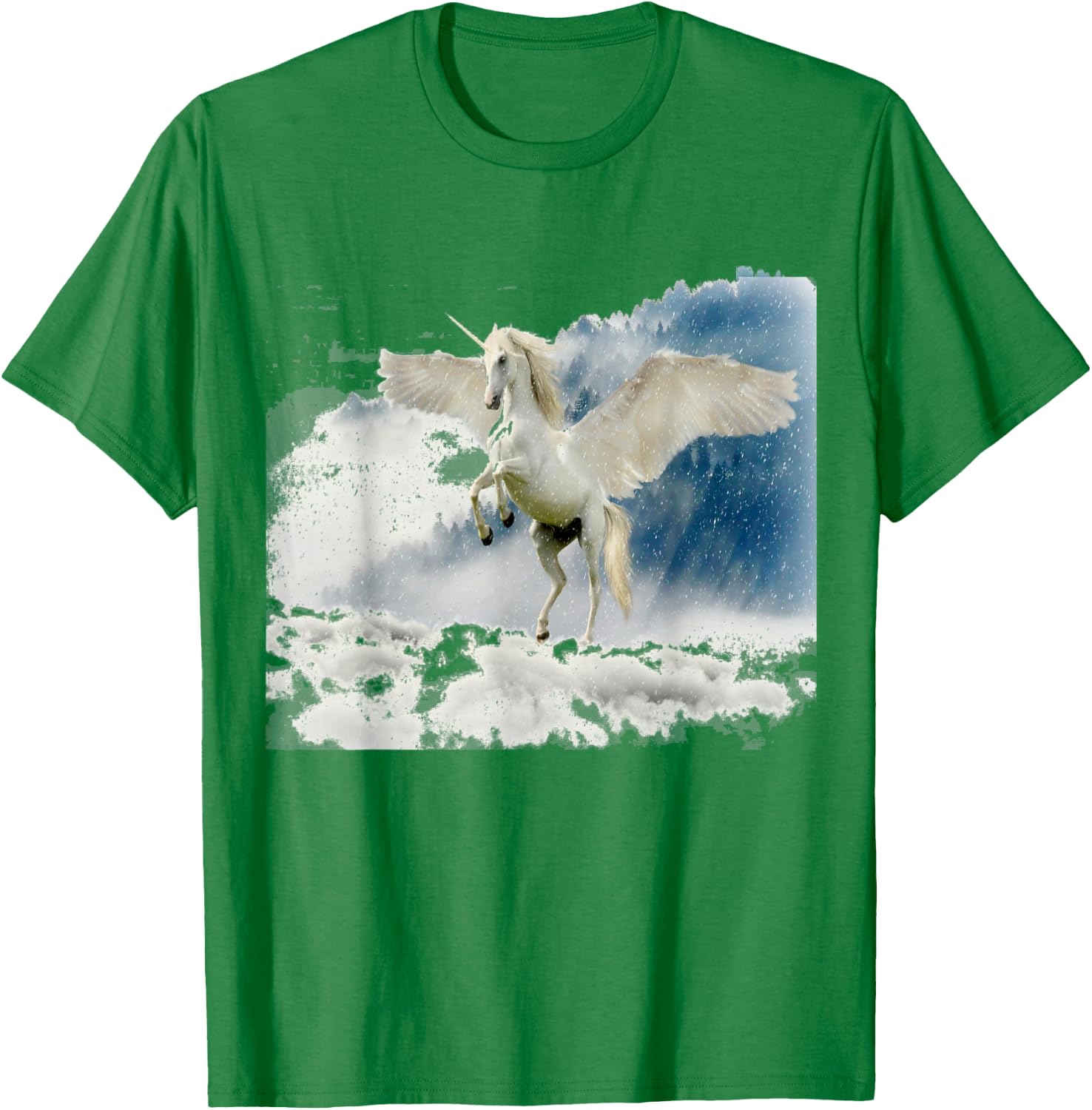 White Pegasus Magical Winged Horse T-Shirt - T-Shirt | Irish Green