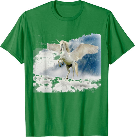 White Pegasus Magical Winged Horse T-Shirt - T-Shirt | Irish Green