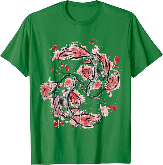 Japanese Asian Koi Fish Carp Nishikigoi Fish T-Shirt - T-Shirt | Irish Green