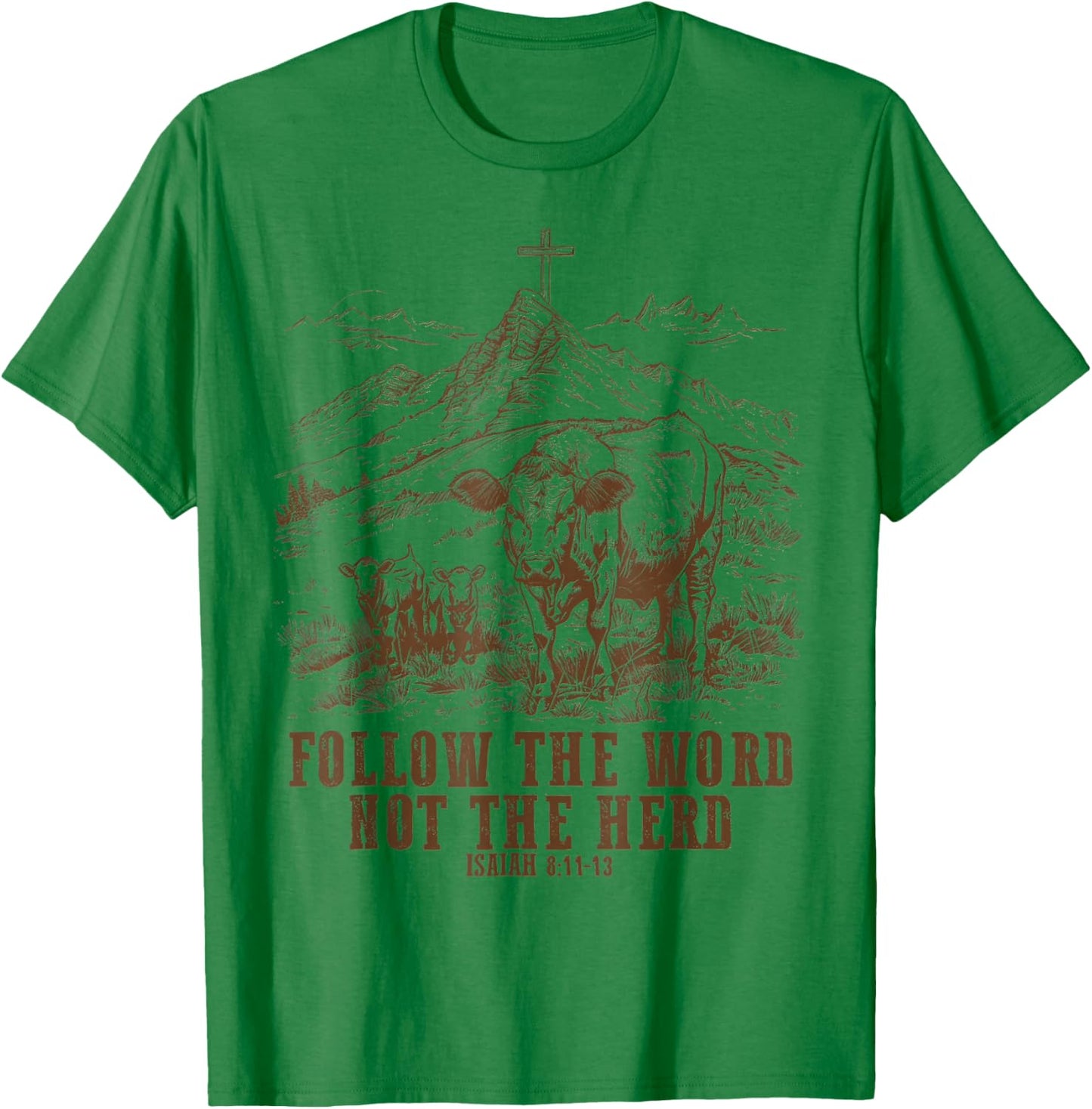 Cow Follow the Word Not the Herd T-Shirt - T-Shirt | Irish Green