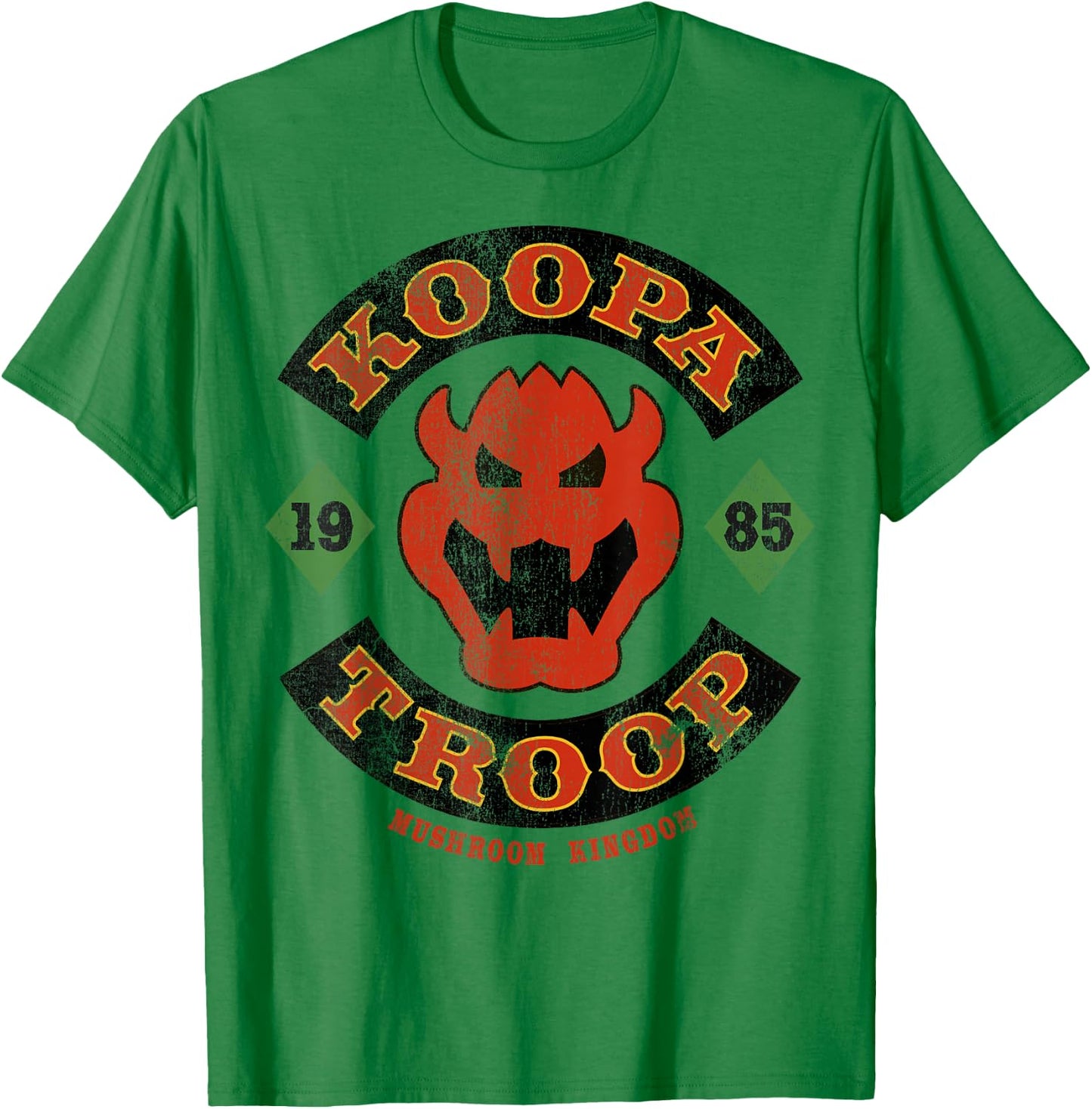 Super Mario Bros Bowser Koopa Troop Vintage Distressed T-Shirt - T-Shirt | Irish Green