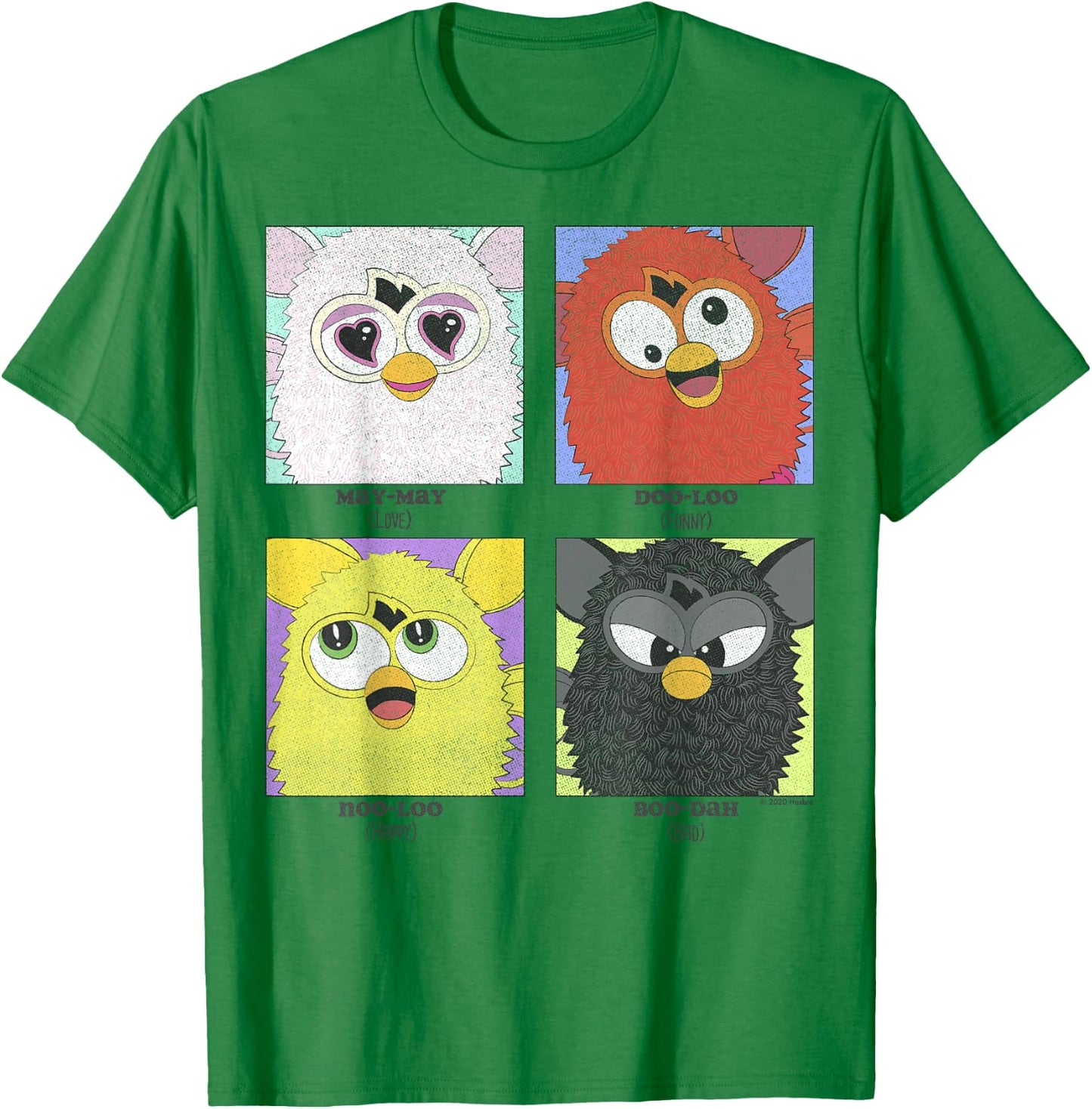 Furby Different Emotions Vintage Box Up T-Shirt - T-Shirt | Irish Green